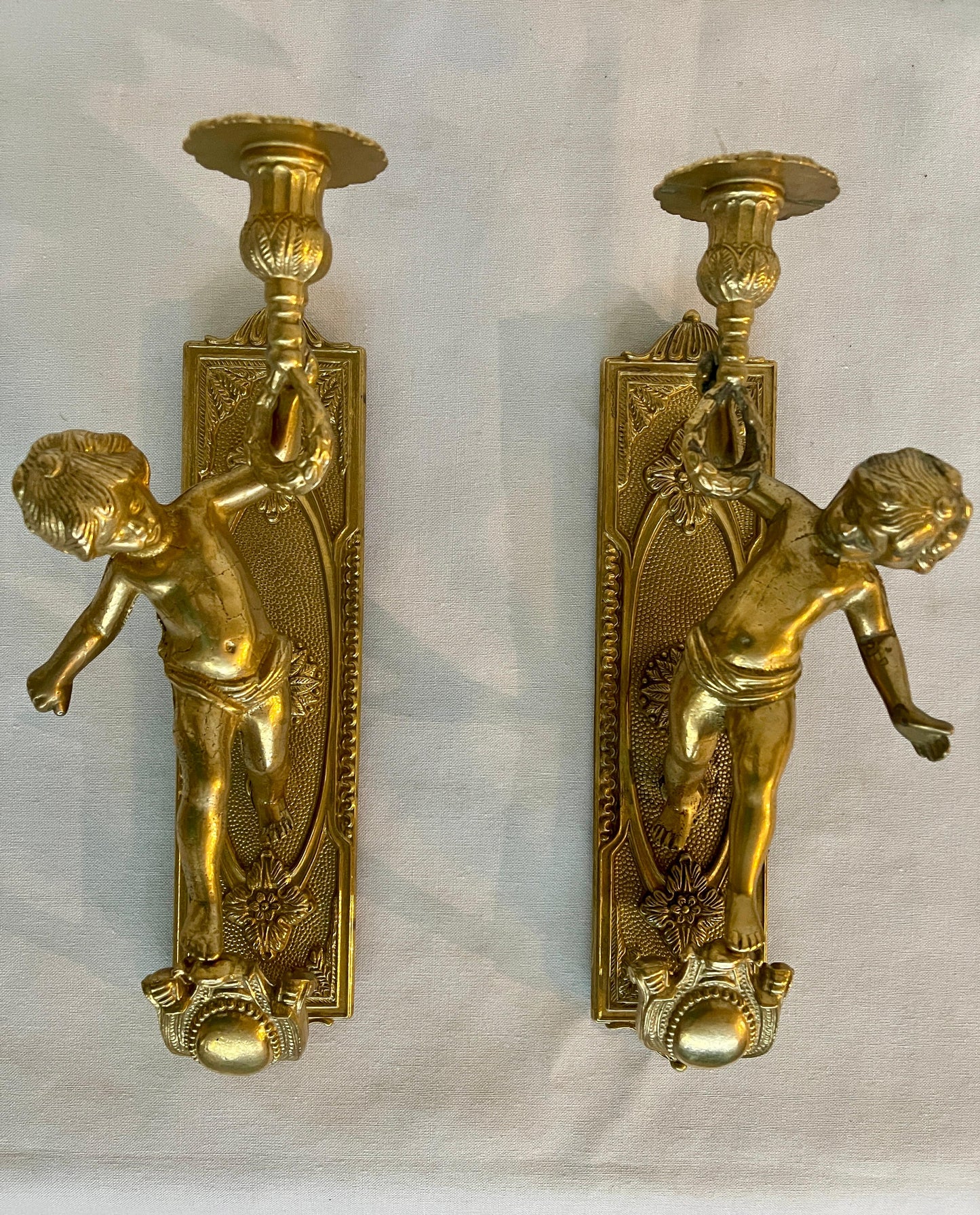 Coppia di applique da parete in bronzo vintage italia anni '80