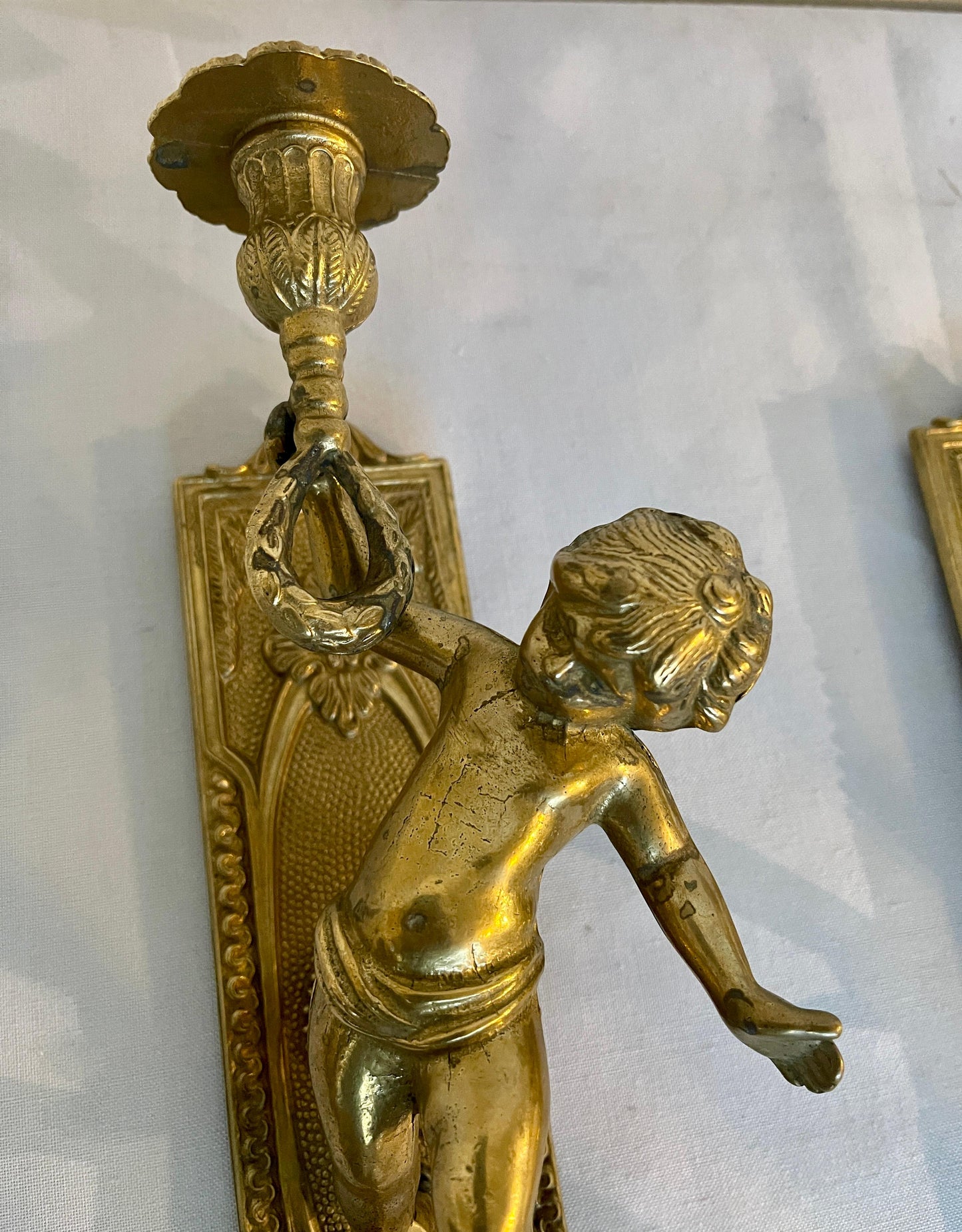 Coppia di applique da parete in bronzo vintage italia anni '80