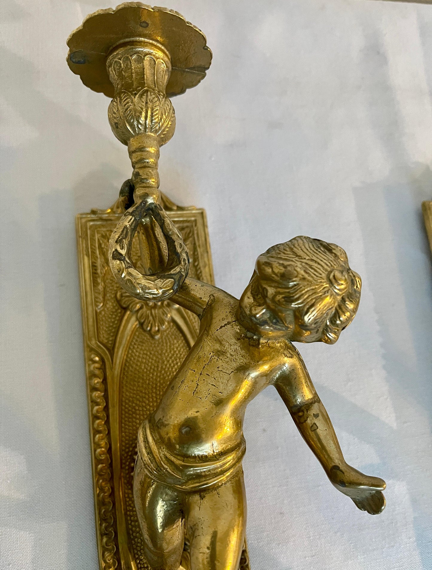 Coppia di applique da parete in bronzo vintage italia anni '80