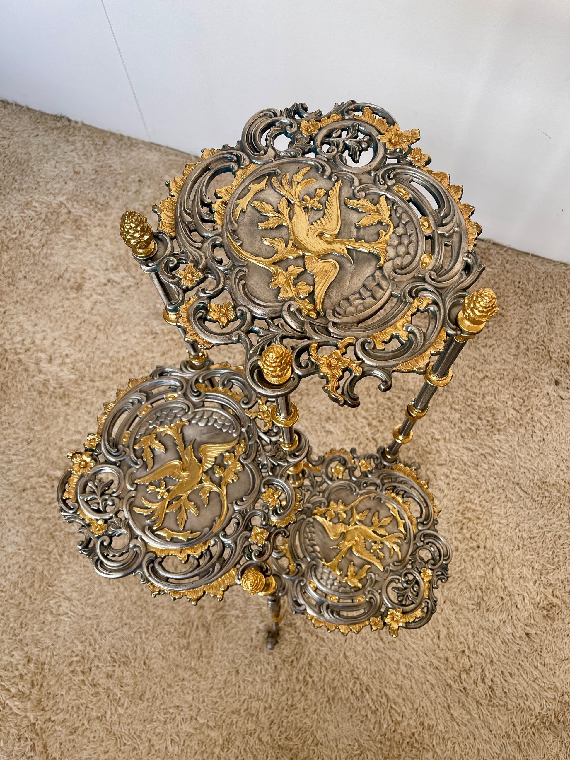 Lussuoso portaoggetti in argento e oro zecchino anni '90