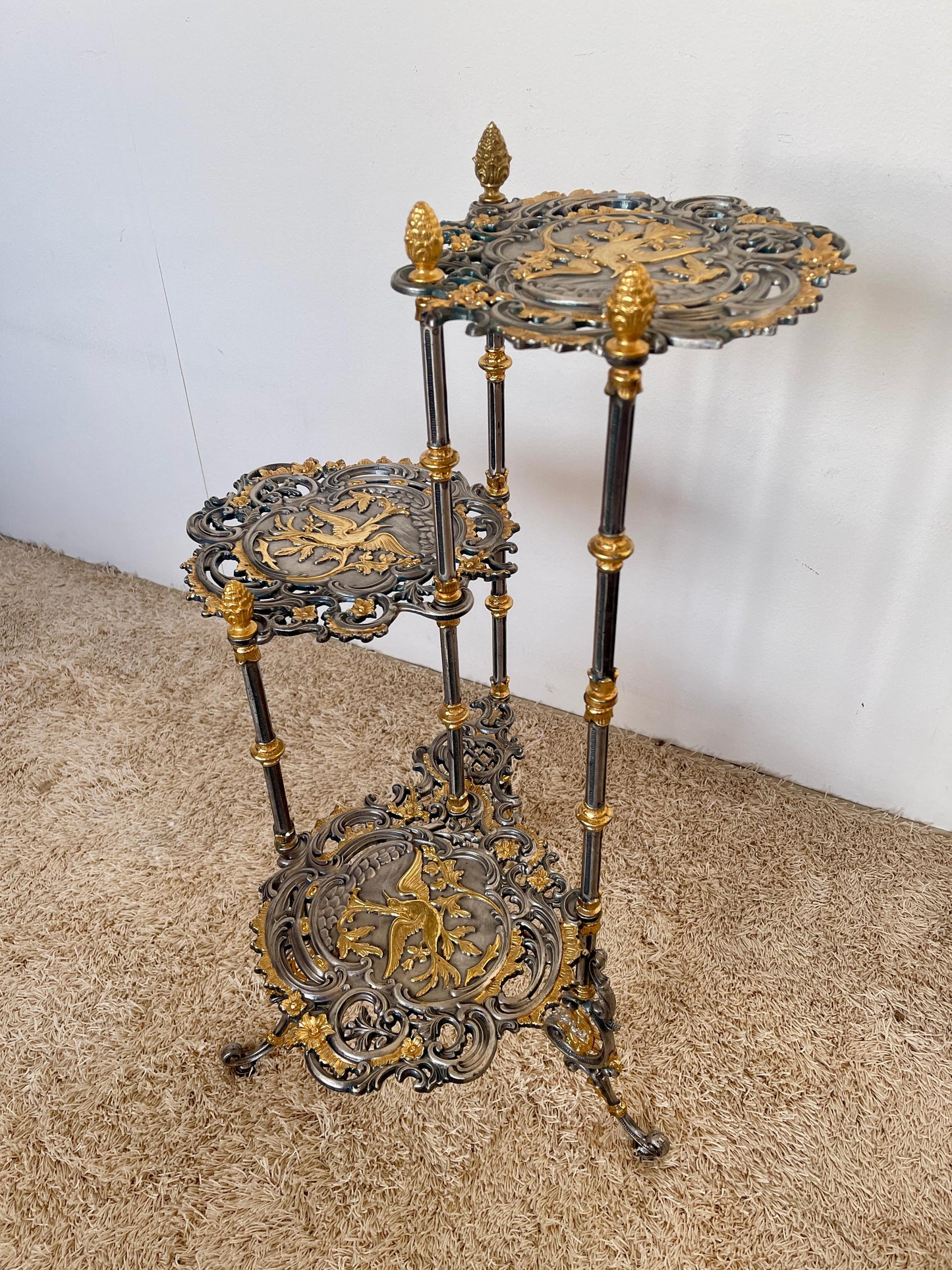 Lussuoso portaoggetti in argento e oro zecchino anni '90