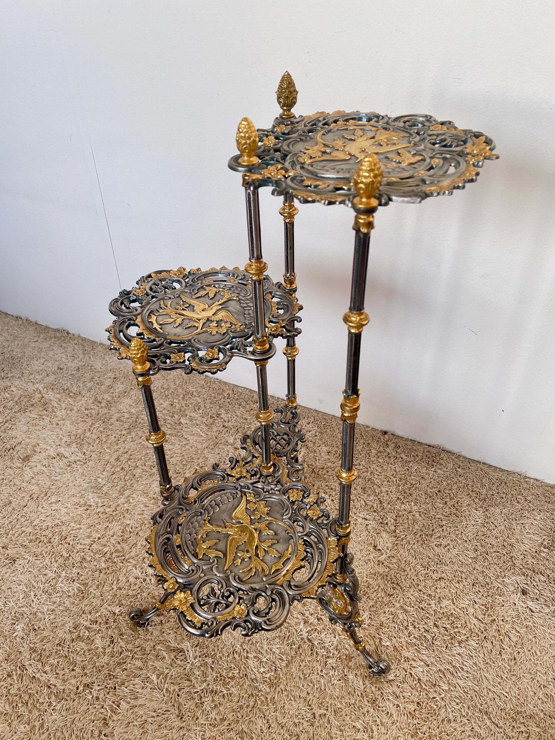 Lussuoso portaoggetti in argento e oro zecchino anni '90