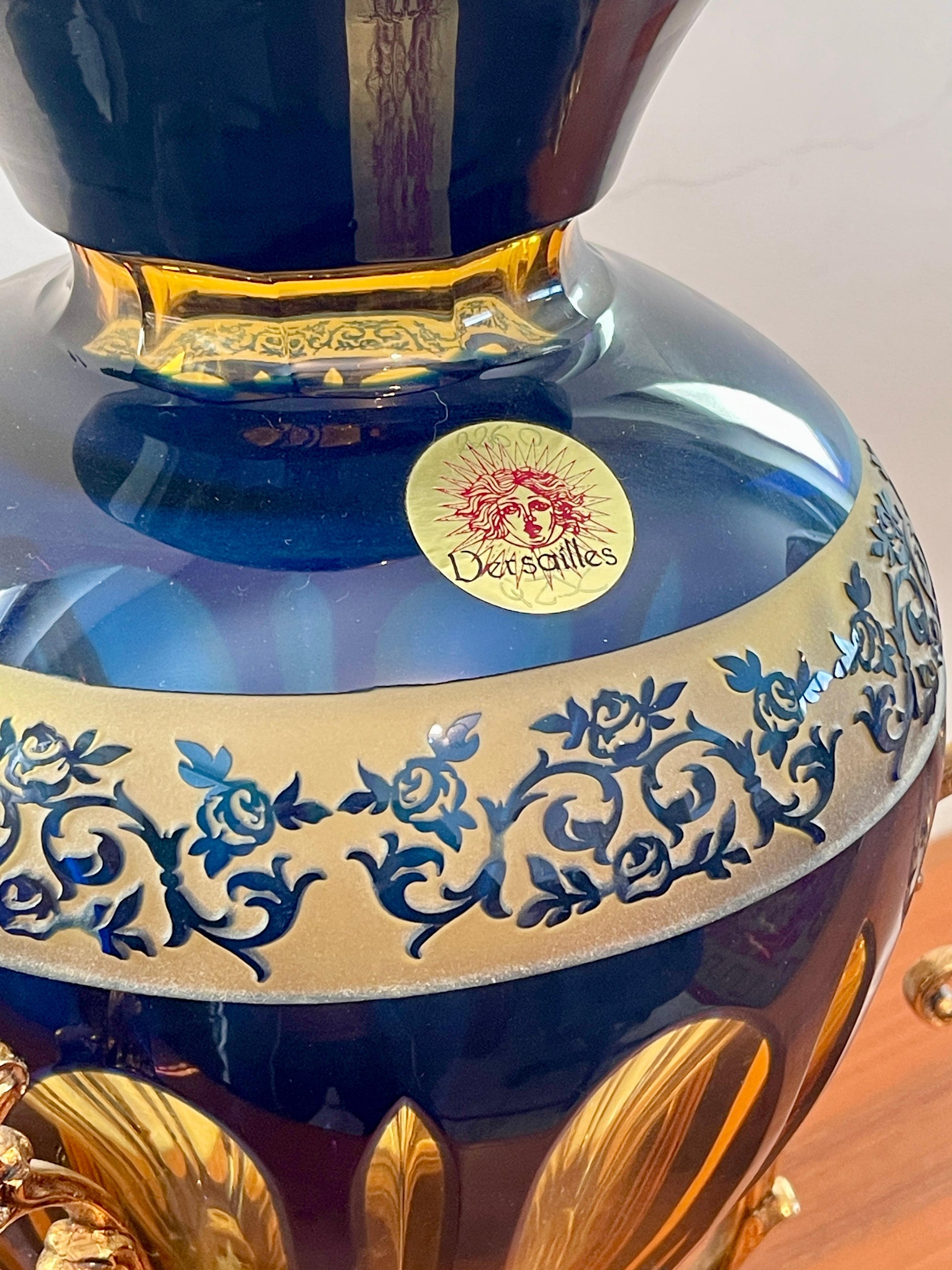 Vasi anfora in cristallo e bronzo dorato firenze italia anni '90