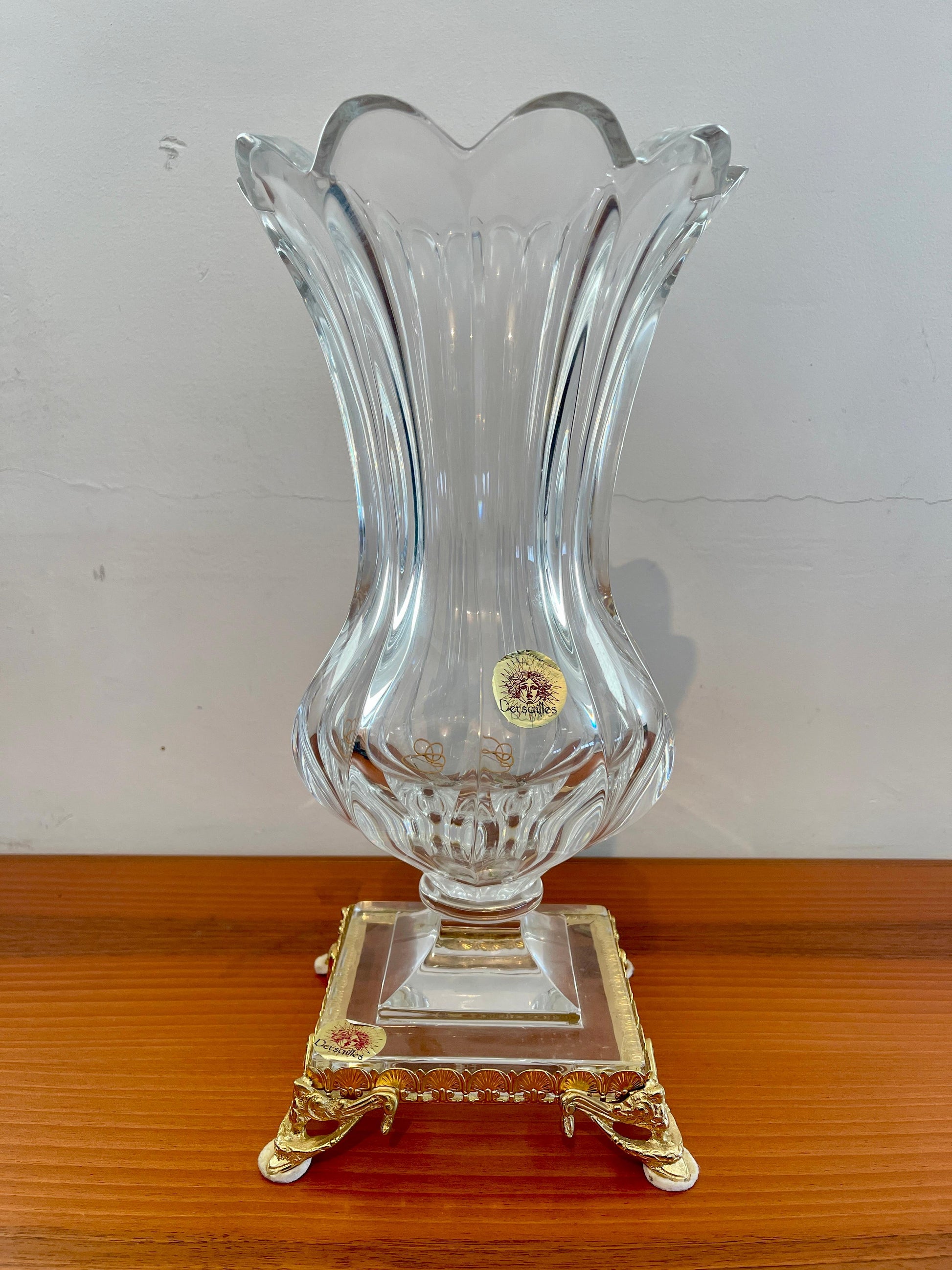 Vaso in cristallo trasparente stile Art vannes 1950