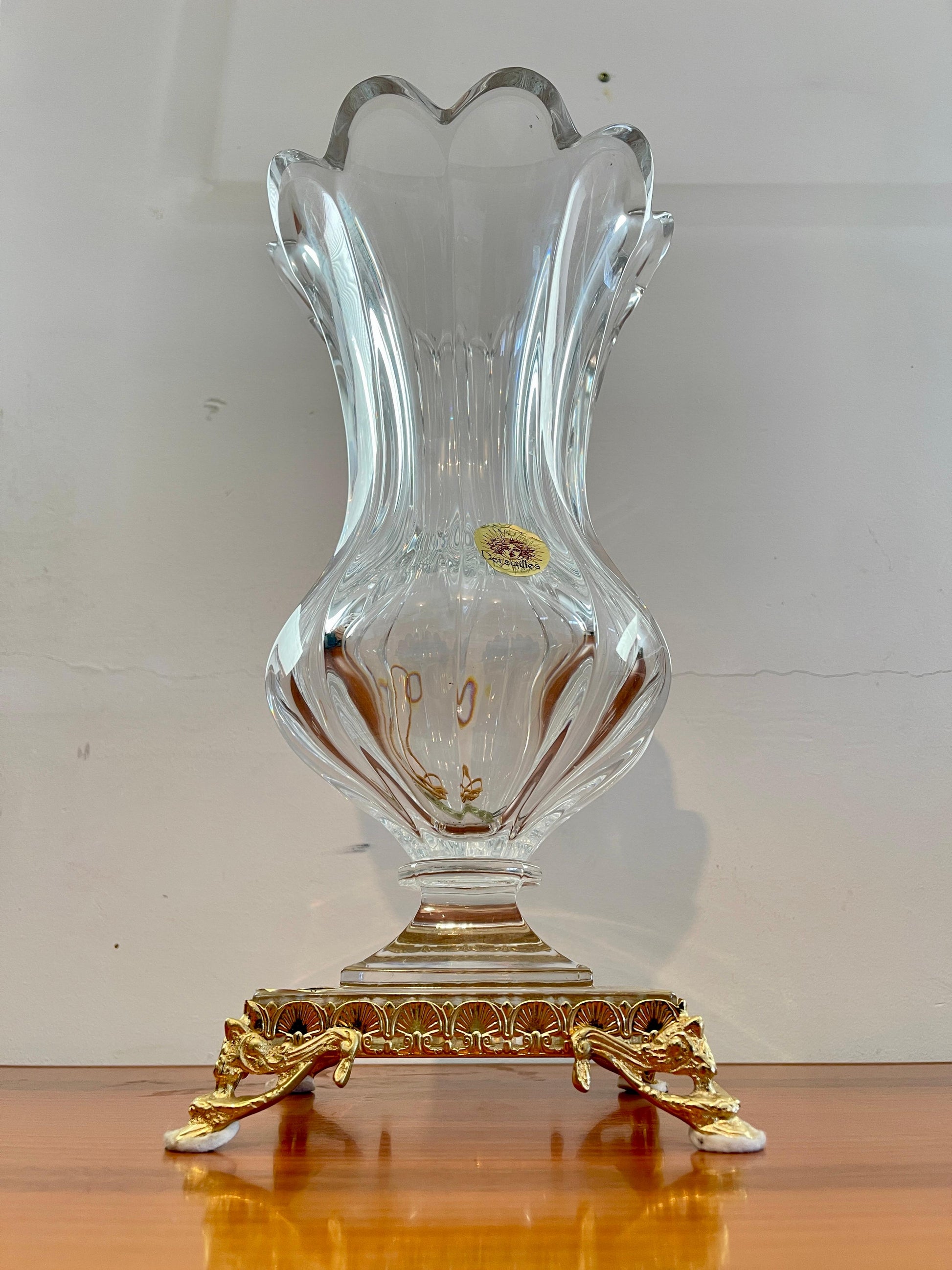 Vaso in cristallo trasparente stile Art vannes 1950