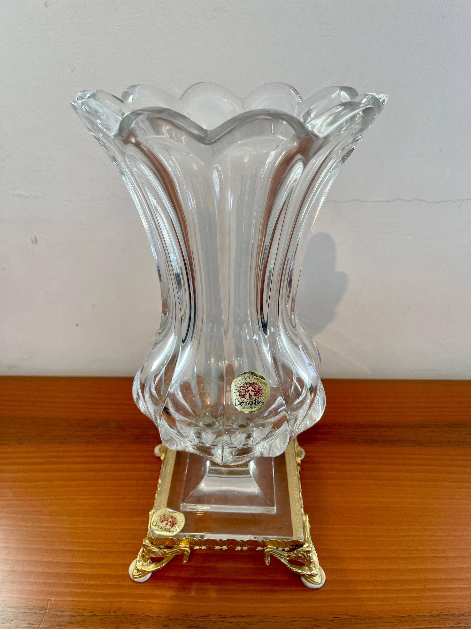 Vaso in cristallo trasparente stile Art vannes 1950