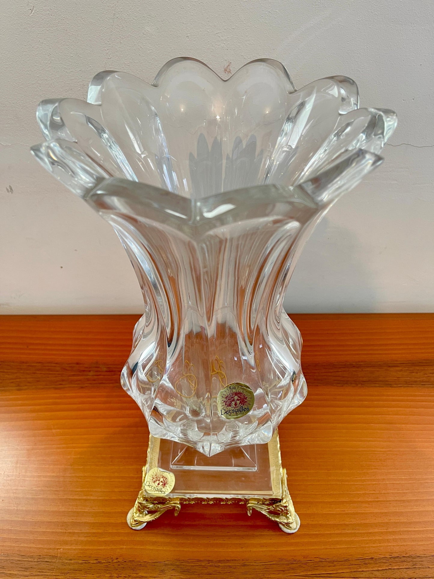 Vaso in cristallo trasparente stile Art vannes 1950