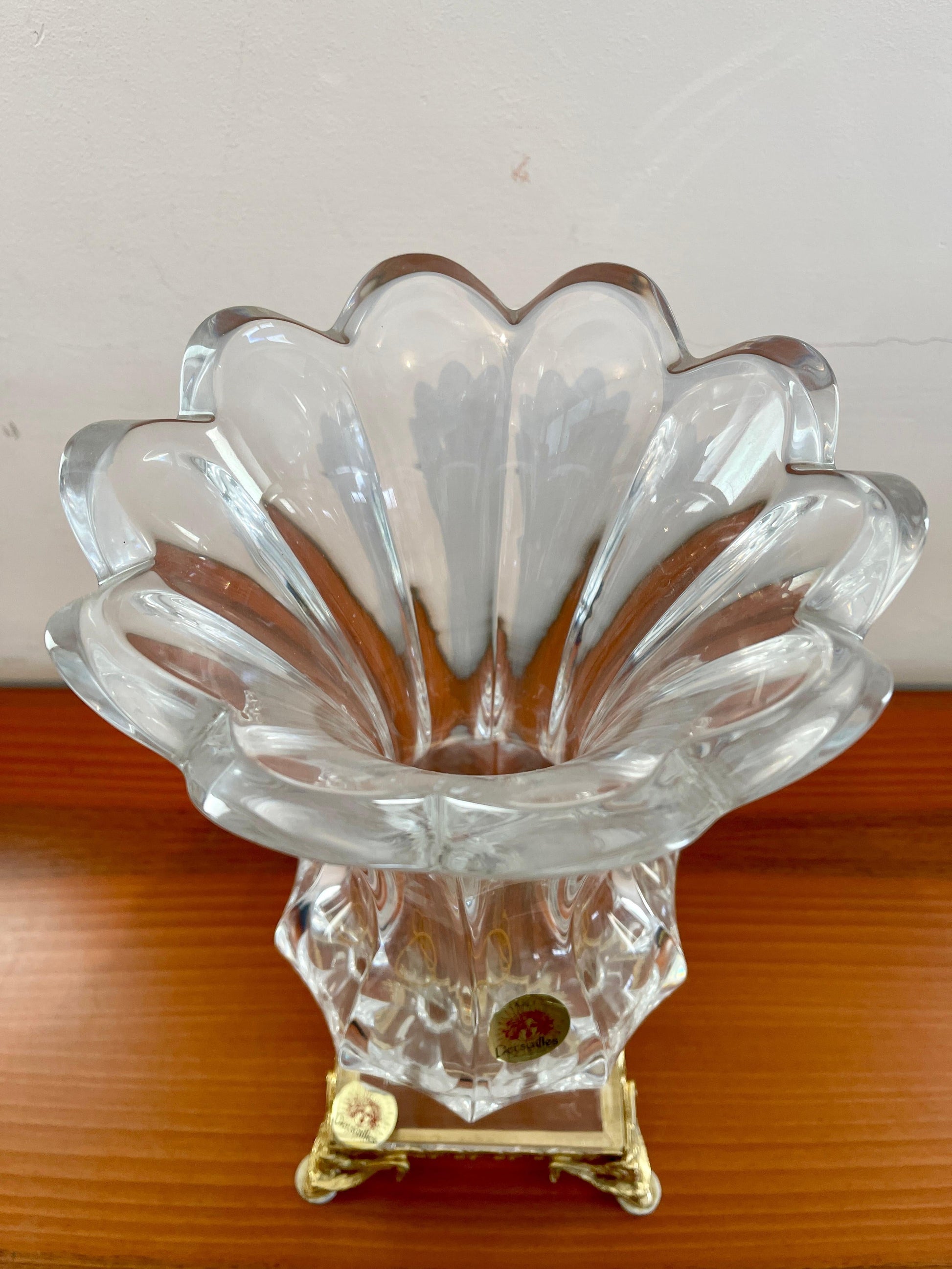 Vaso in cristallo trasparente stile Art vannes 1950