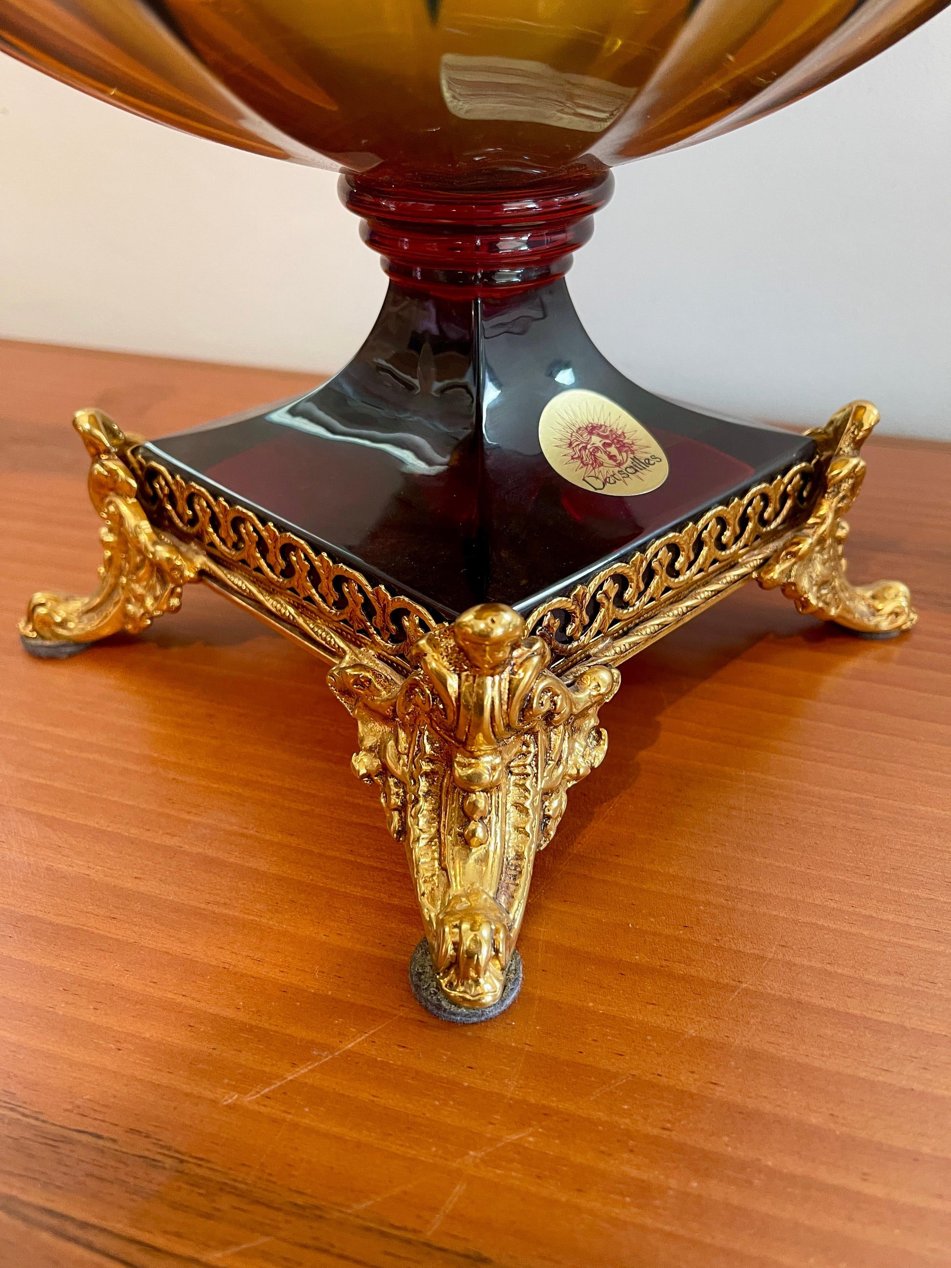 Vaso di lusso in cristallo e bronzo bicolore molato a mano versailles XX secolo