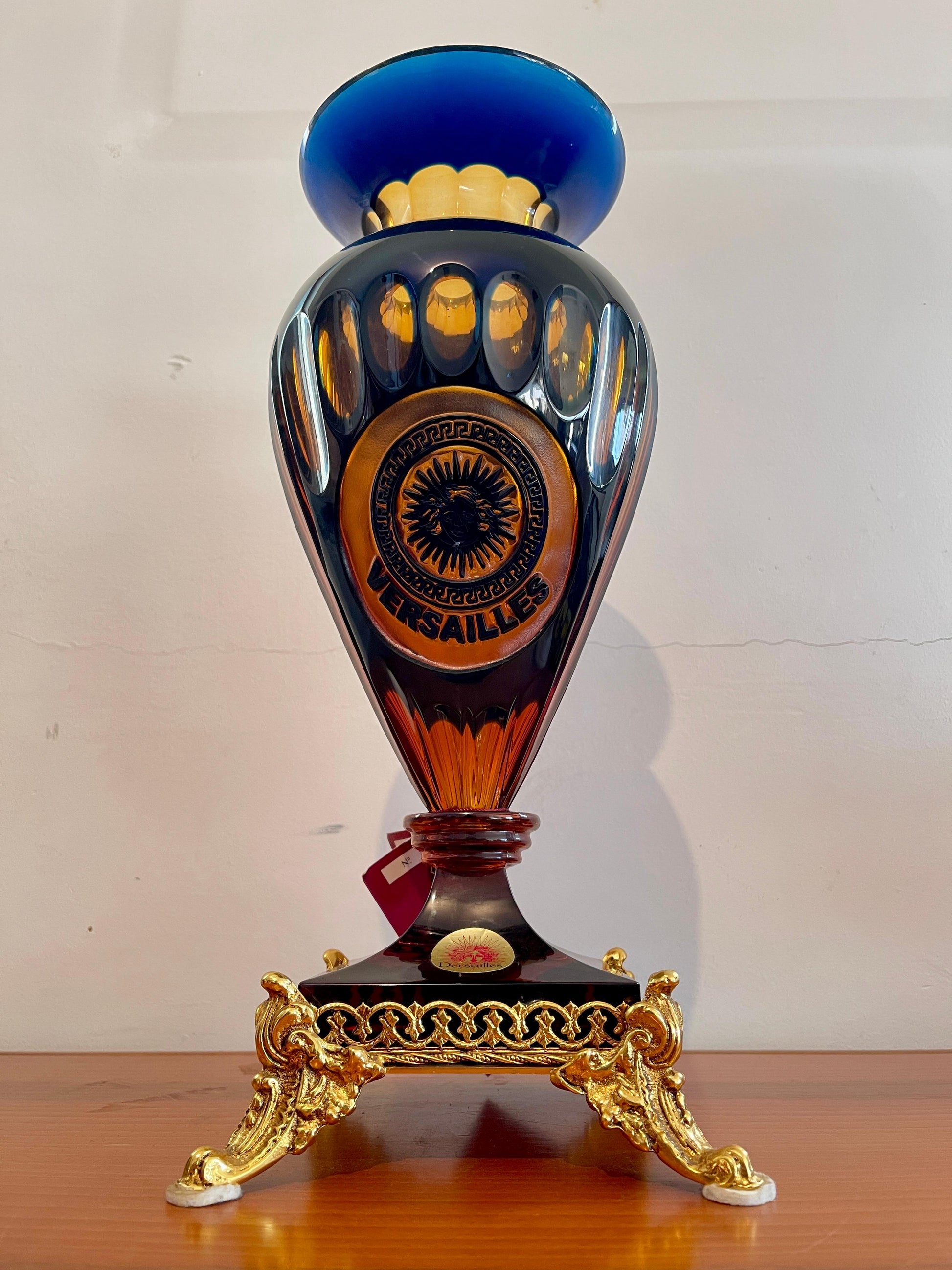 Vaso anfora in cristallo stile versailles anni '90 italia