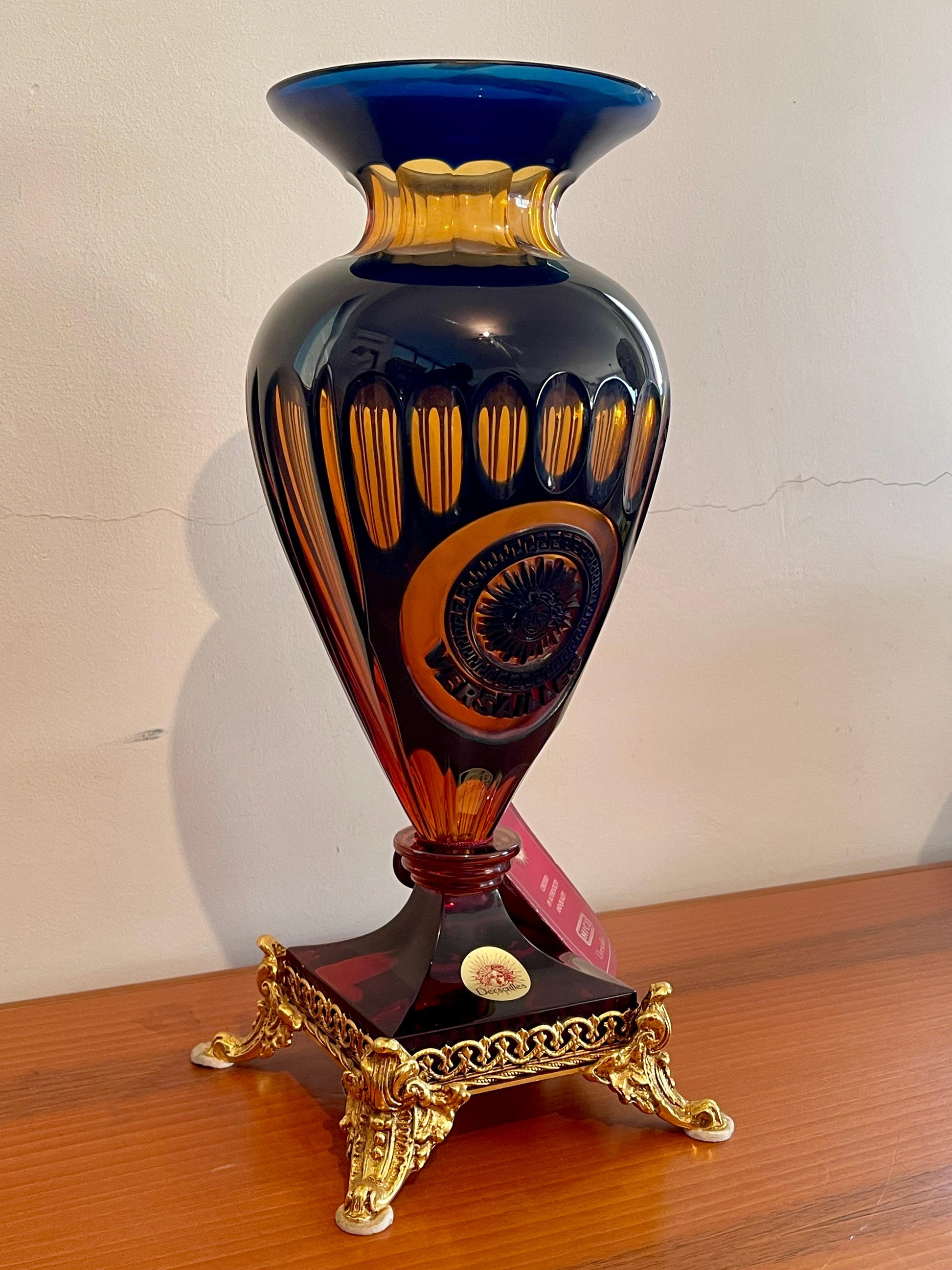 Vaso anfora in cristallo stile versailles anni '90 italia