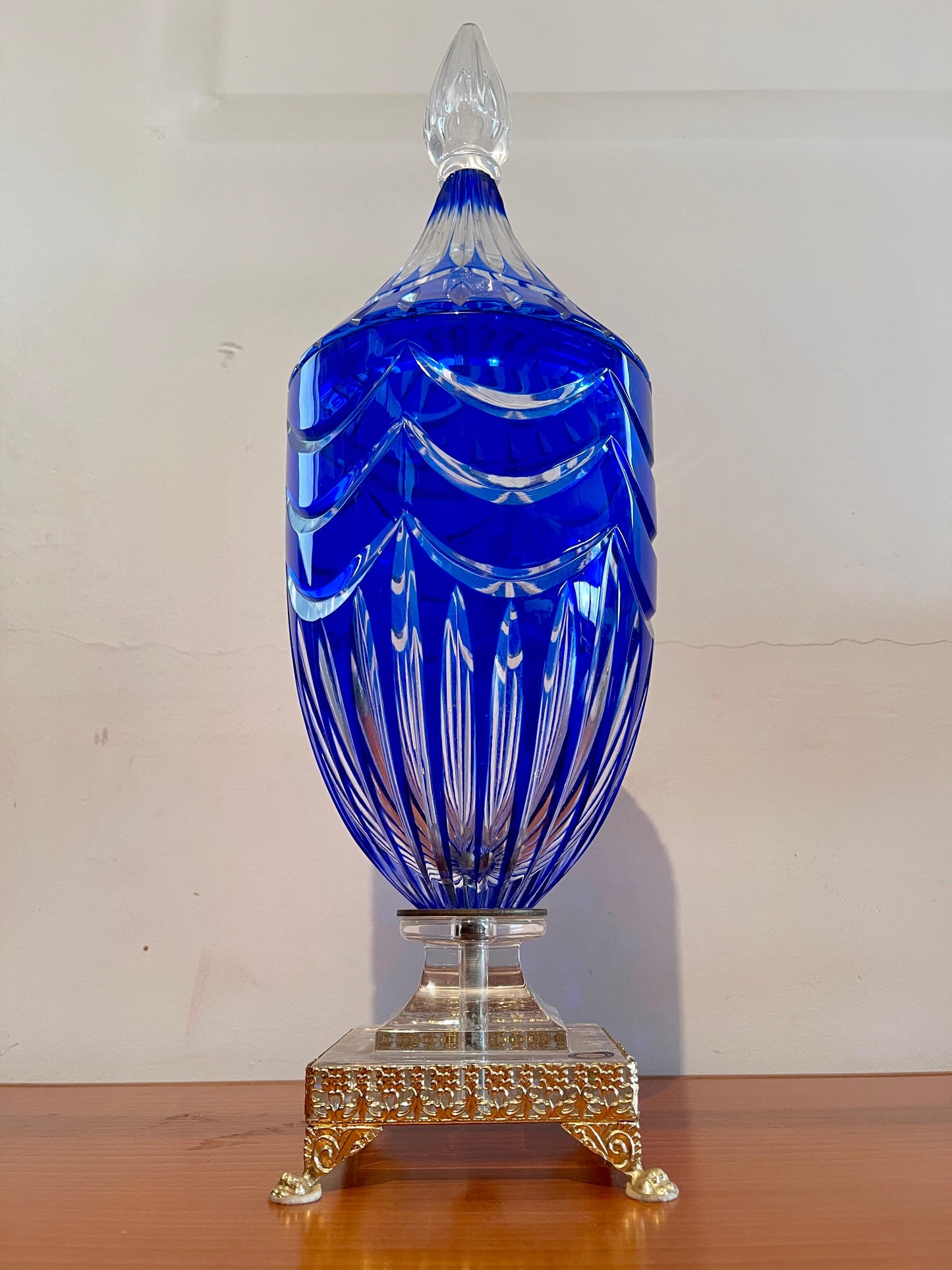 Vasi in cristallo bohemian blue italian anni '90