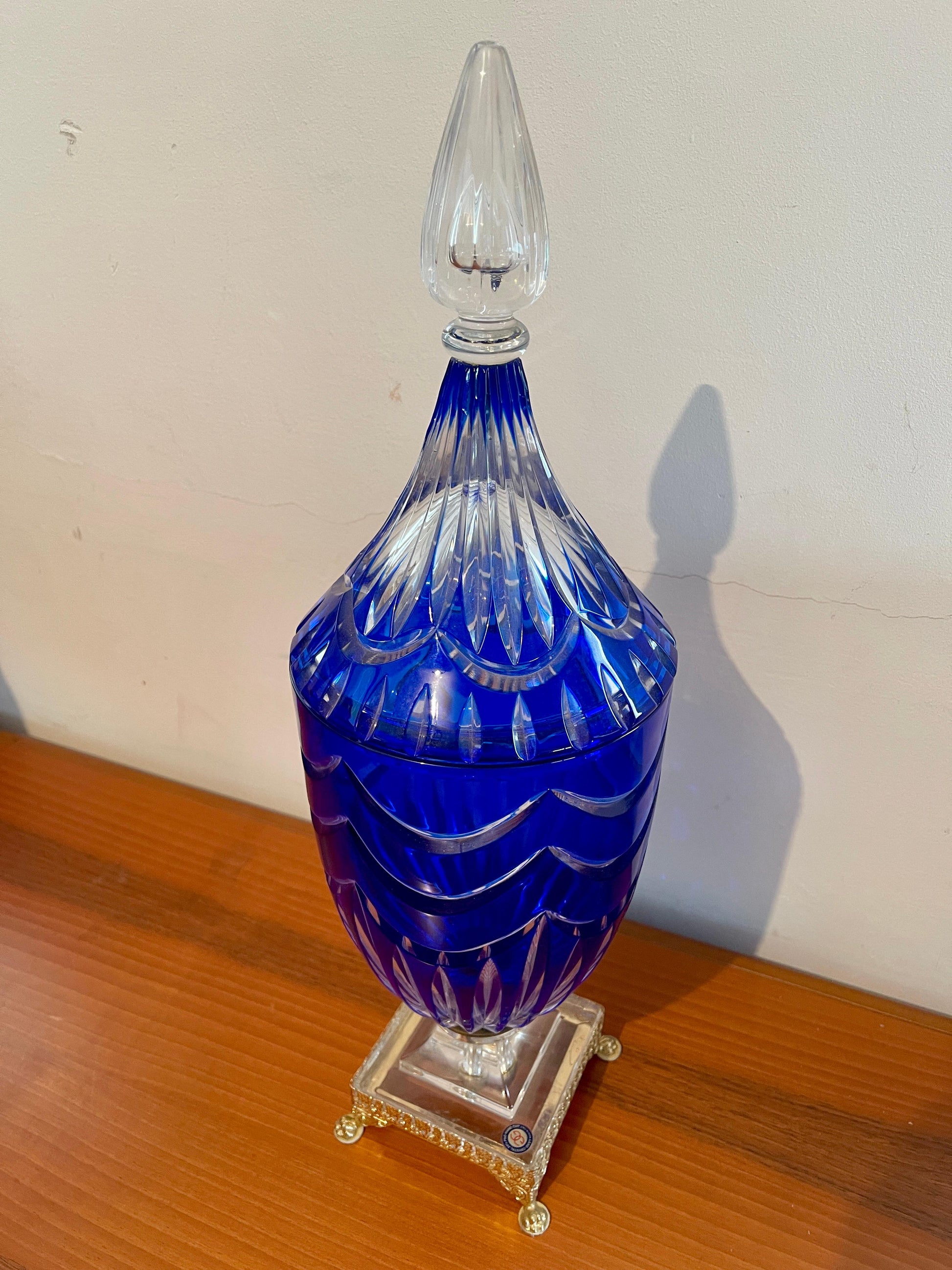 Vasi in cristallo bohemian blue italian anni '90