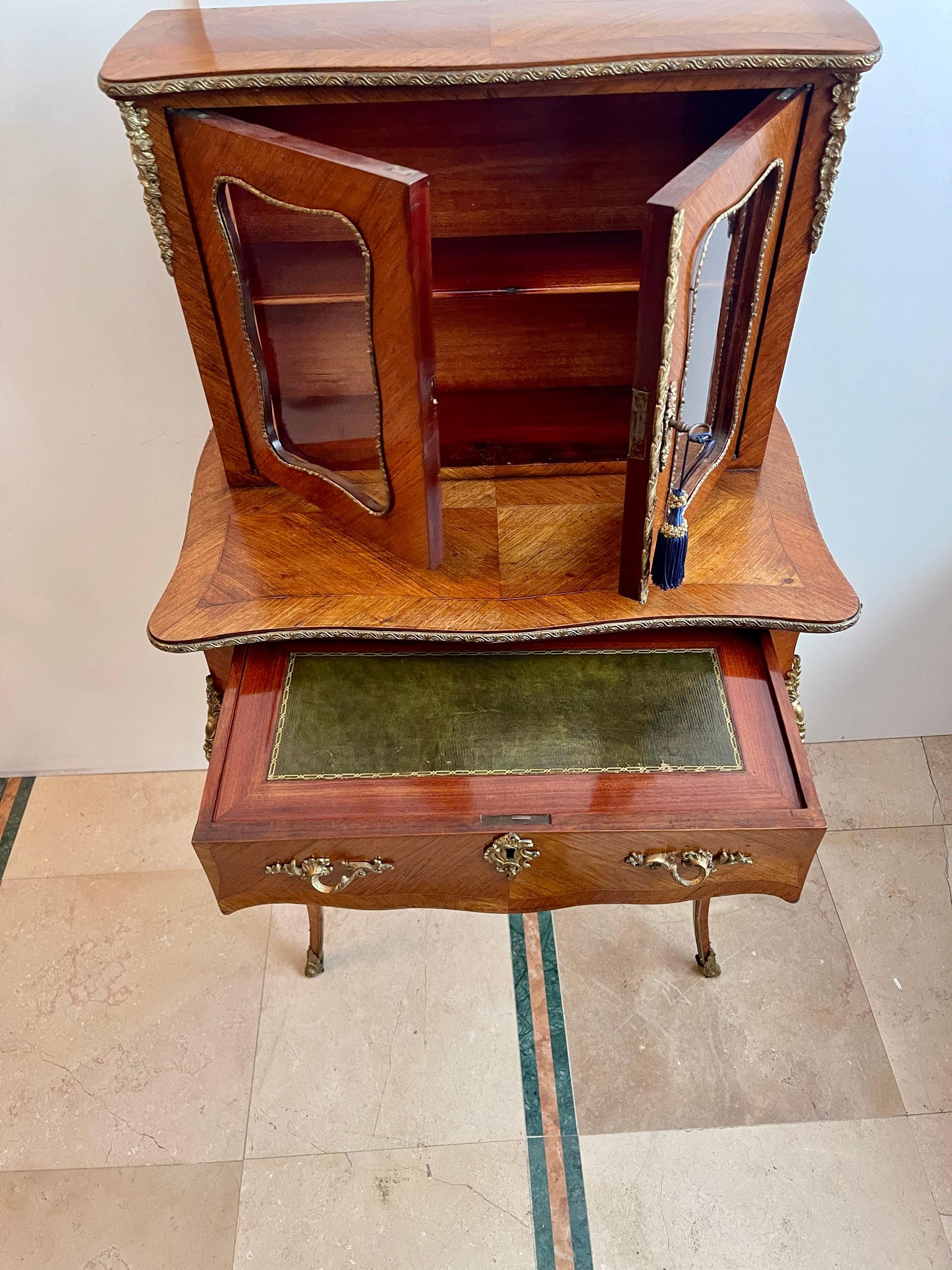 Scrivania con scrittoio ormolu in legno e bronzo francia anni '20