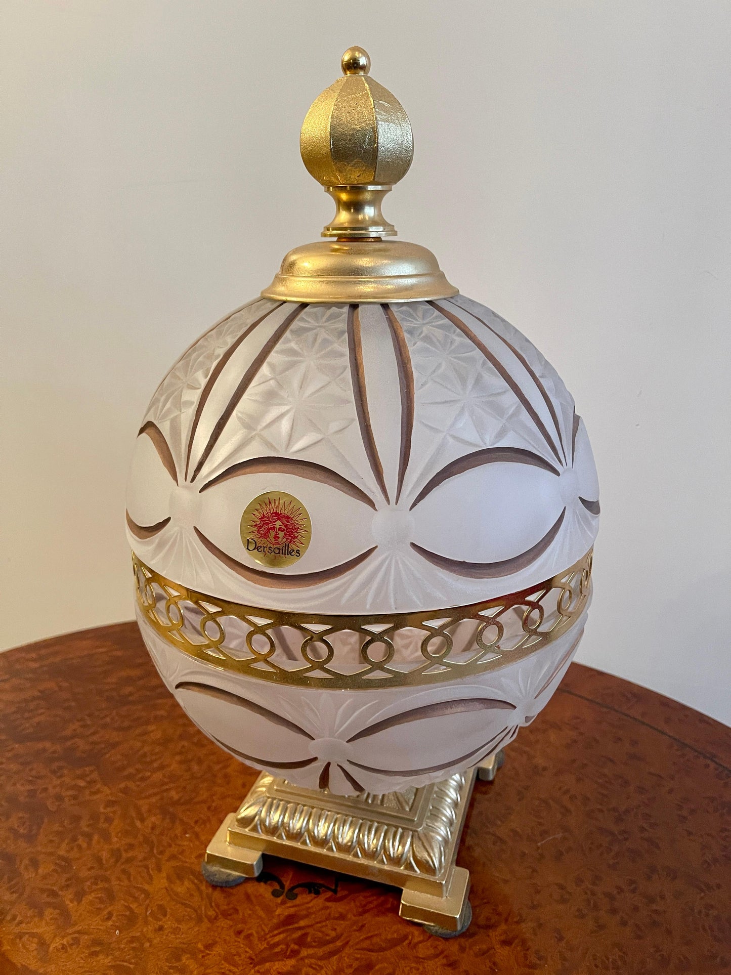 Coppa italiana in vetro fumé e bronzo dorato anni '80