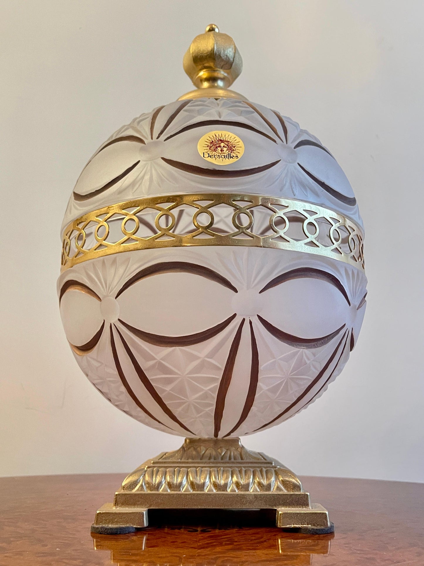 Coppa italiana in vetro fumé e bronzo dorato anni '80