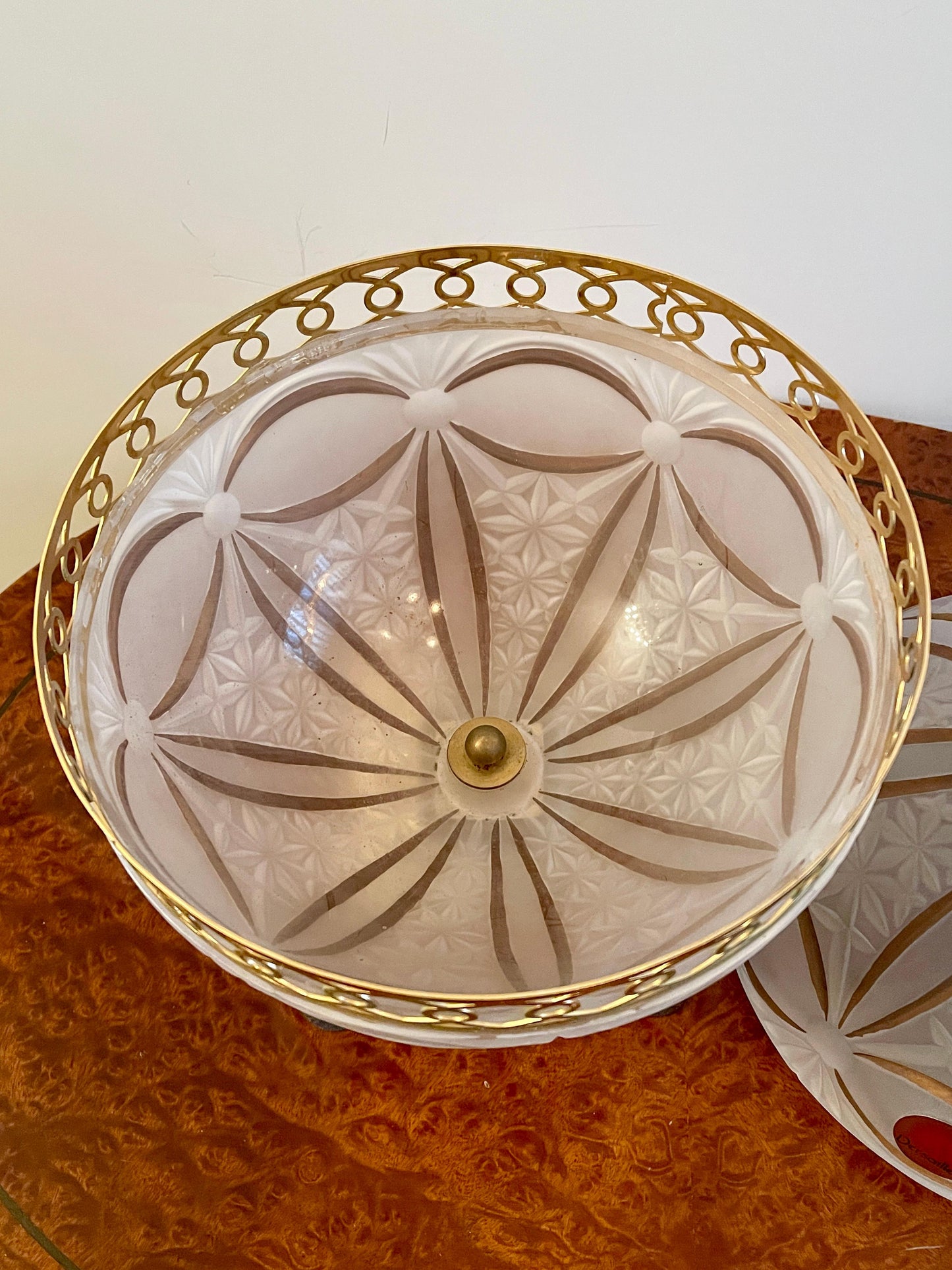 Coppa italiana in vetro fumé e bronzo dorato anni '80