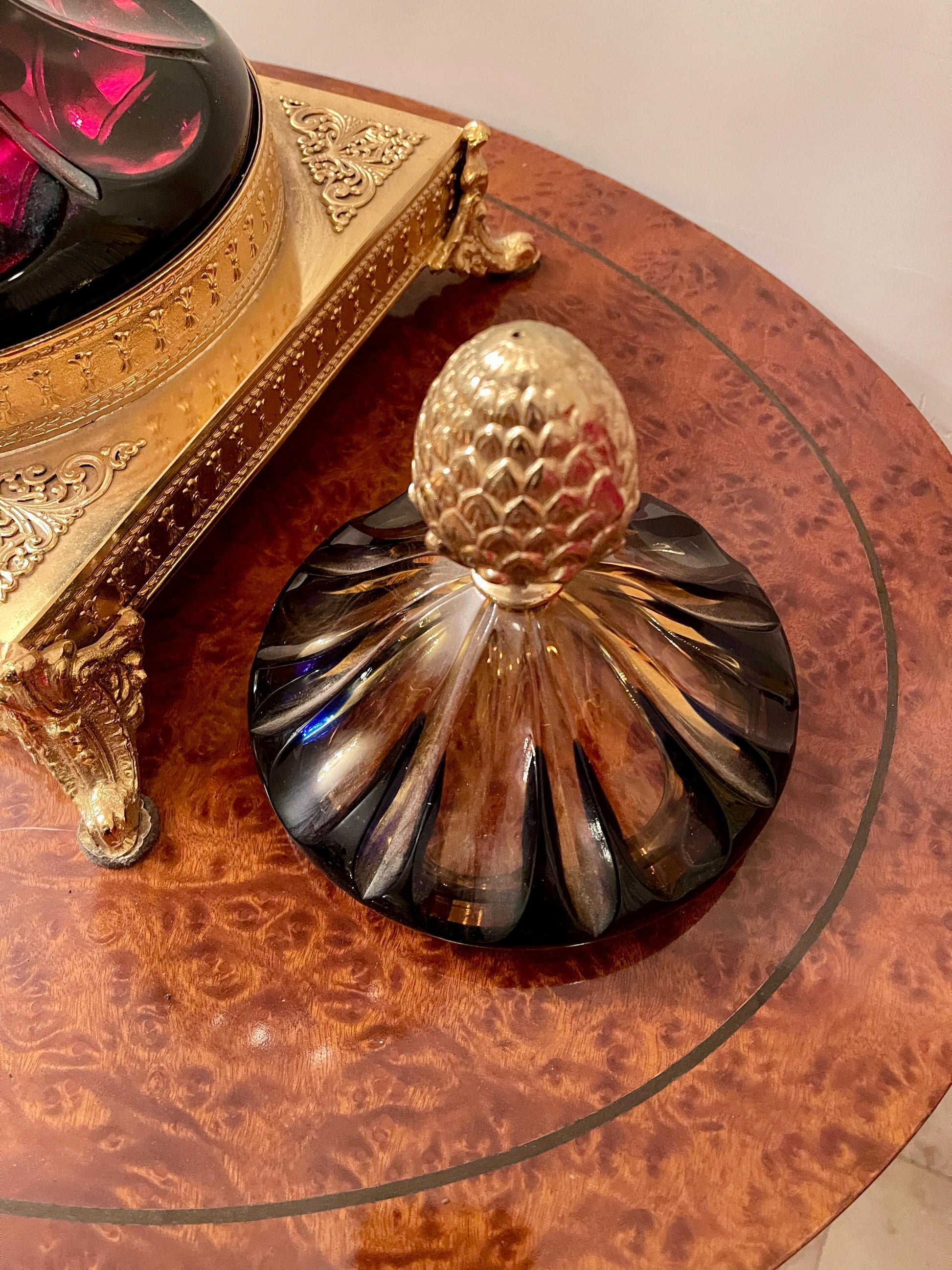 Grandiosa Anfora in cristallo e bronzo dorato florentine italian XX secolo