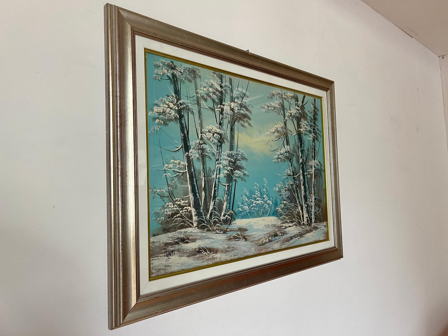 Bellisimo Quadro olio dipinto a mano invernale 1950