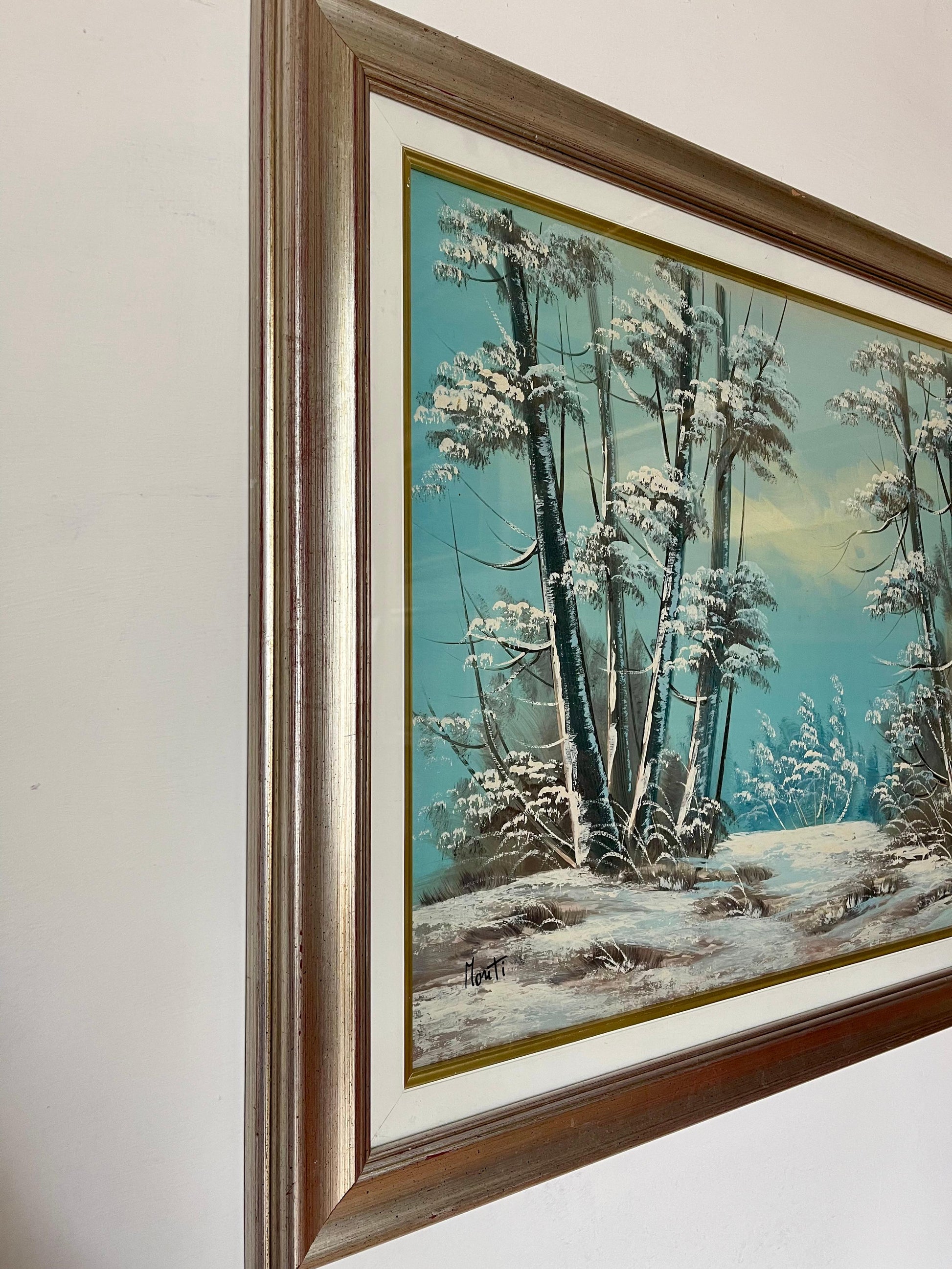 Bellisimo Quadro olio dipinto a mano invernale 1950
