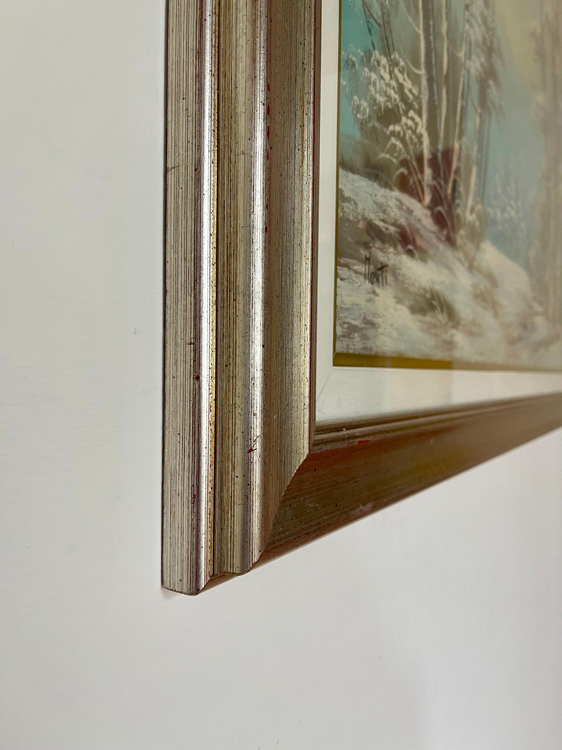 Bellisimo Quadro olio dipinto a mano invernale 1950