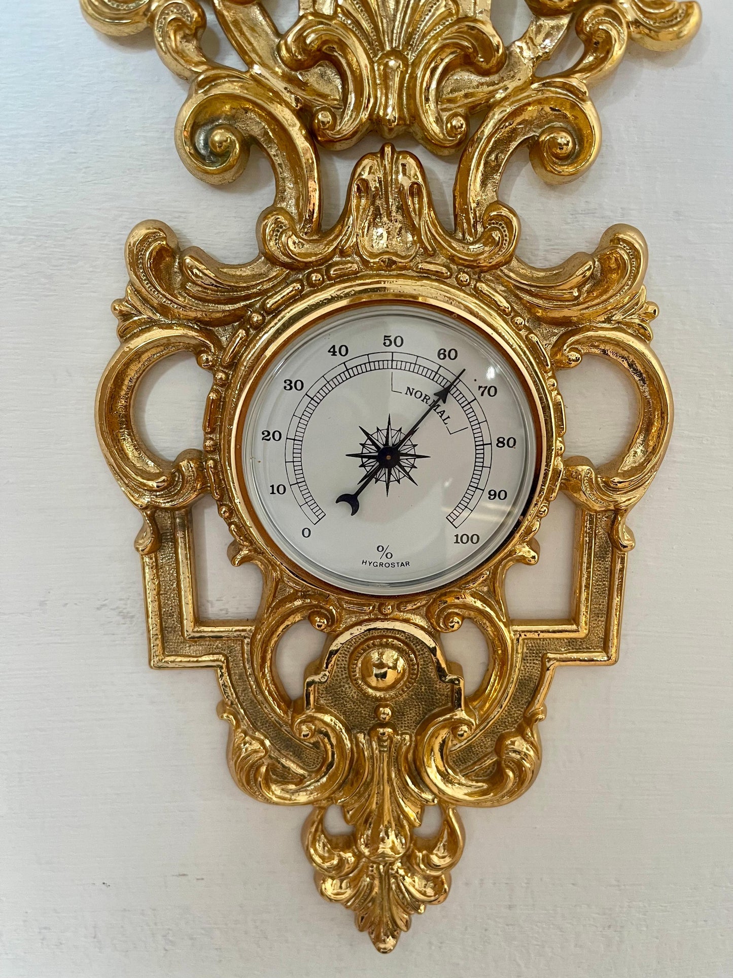 Bellisima Orologio con barometro in ottone dorato XX