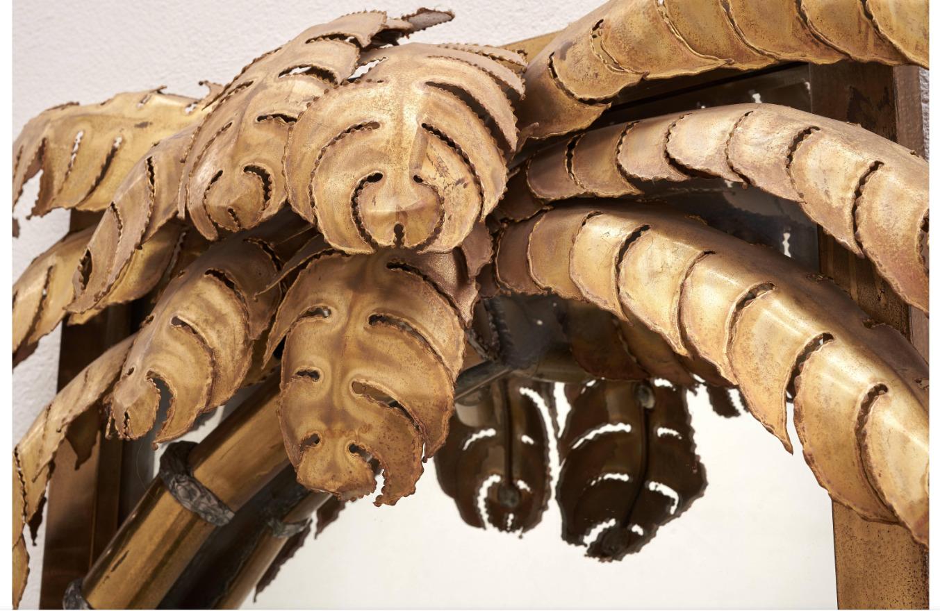 Favoloso pezzo esclusivo di specchio con palma illuminata della Maison Jansen