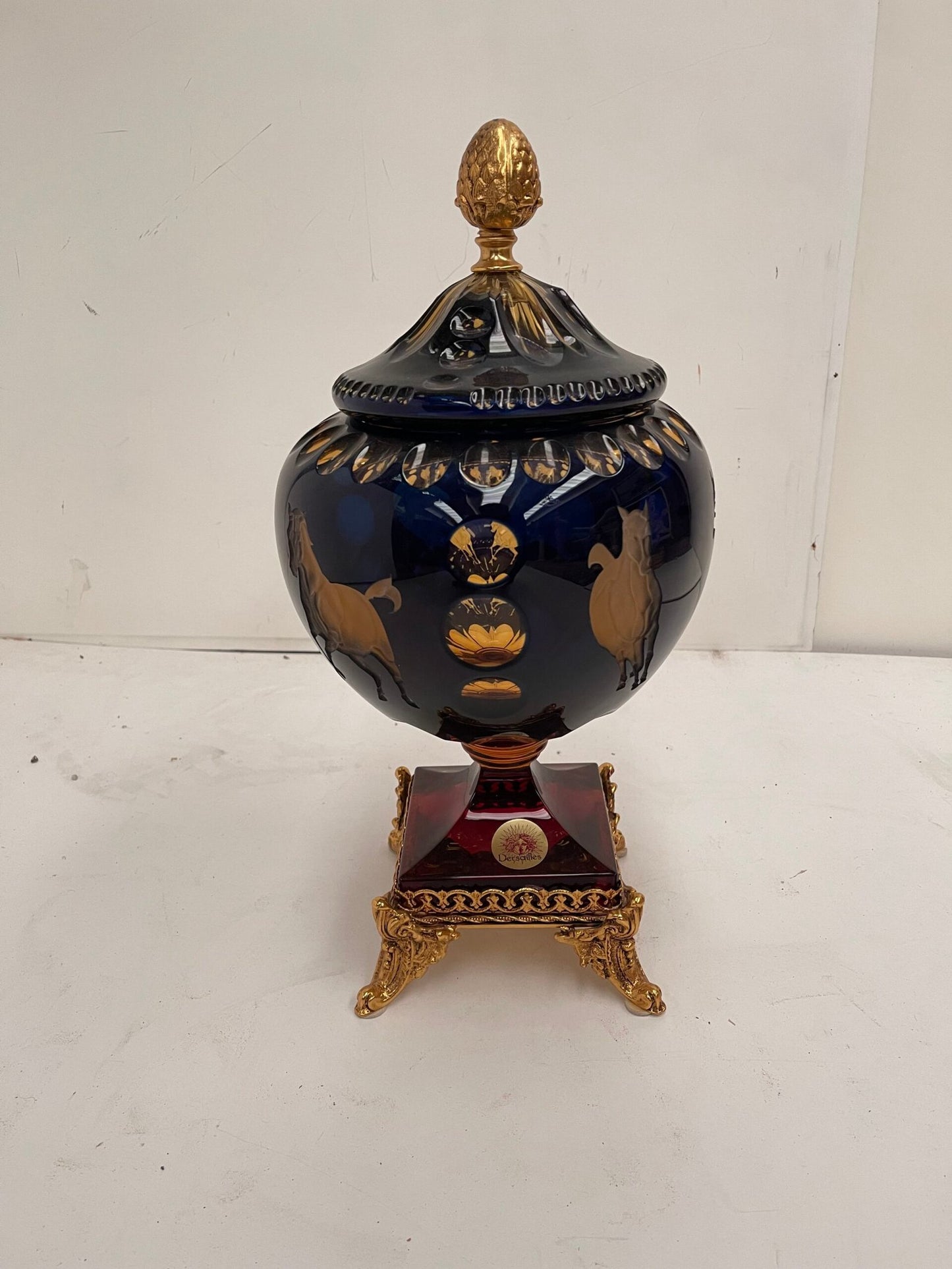 Vaso Capodimonte blu e oro