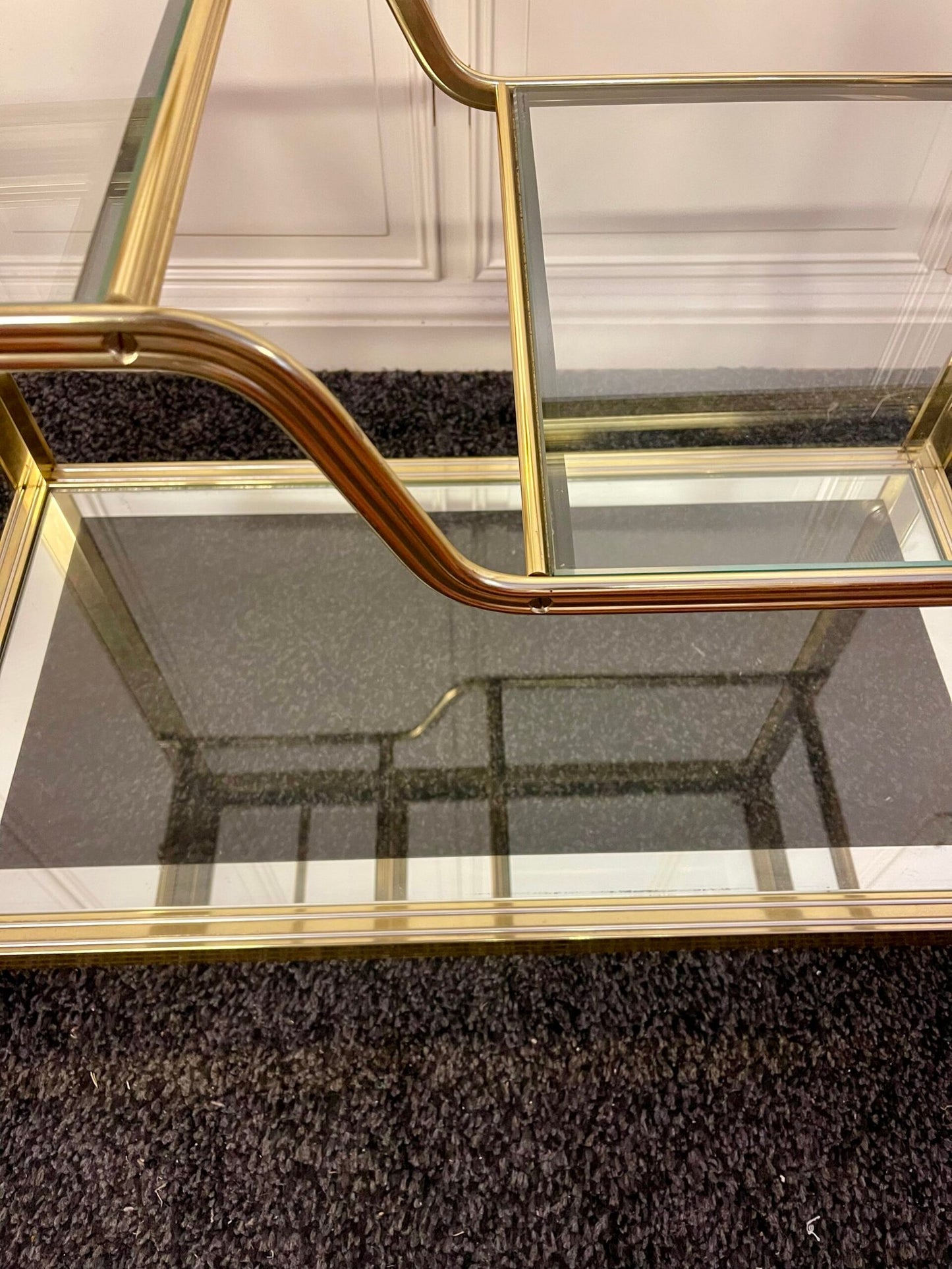 Carrello portavivande in ottone e vetro - stile vintage