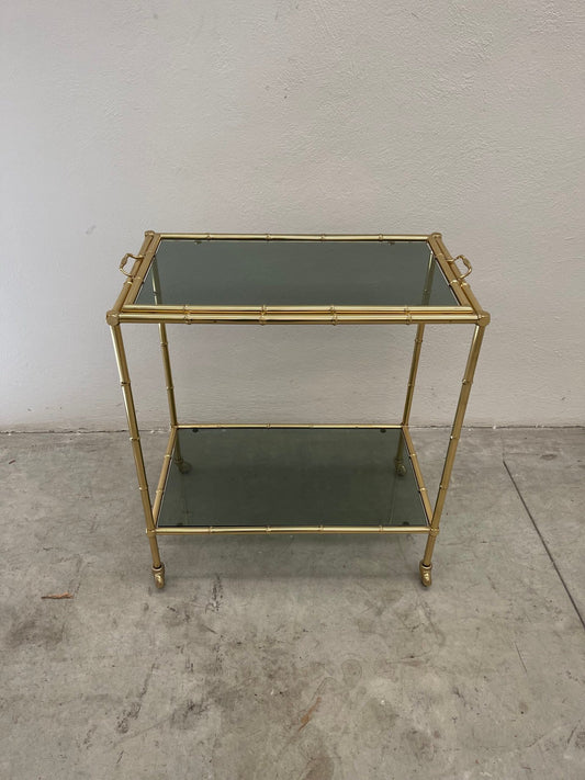 Carrello Portavivande in ottone stile bambu anni '80 italiano