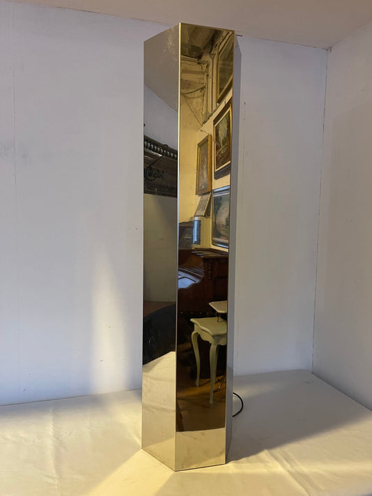 Colonna Luminosa a Specchio Vintage in Metallo e Vetro