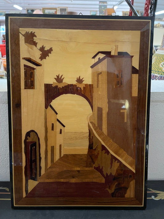 Raffinato Pannello in Intarsio Ligneo