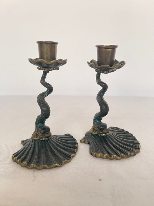 Serpente di Luce: Coppia di portacandele in stile vintage
