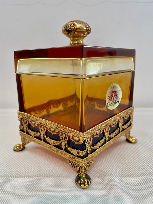 Scatola Decorativa in Cristallo Ambra con Dettagli Dorati – Desjardins Paris