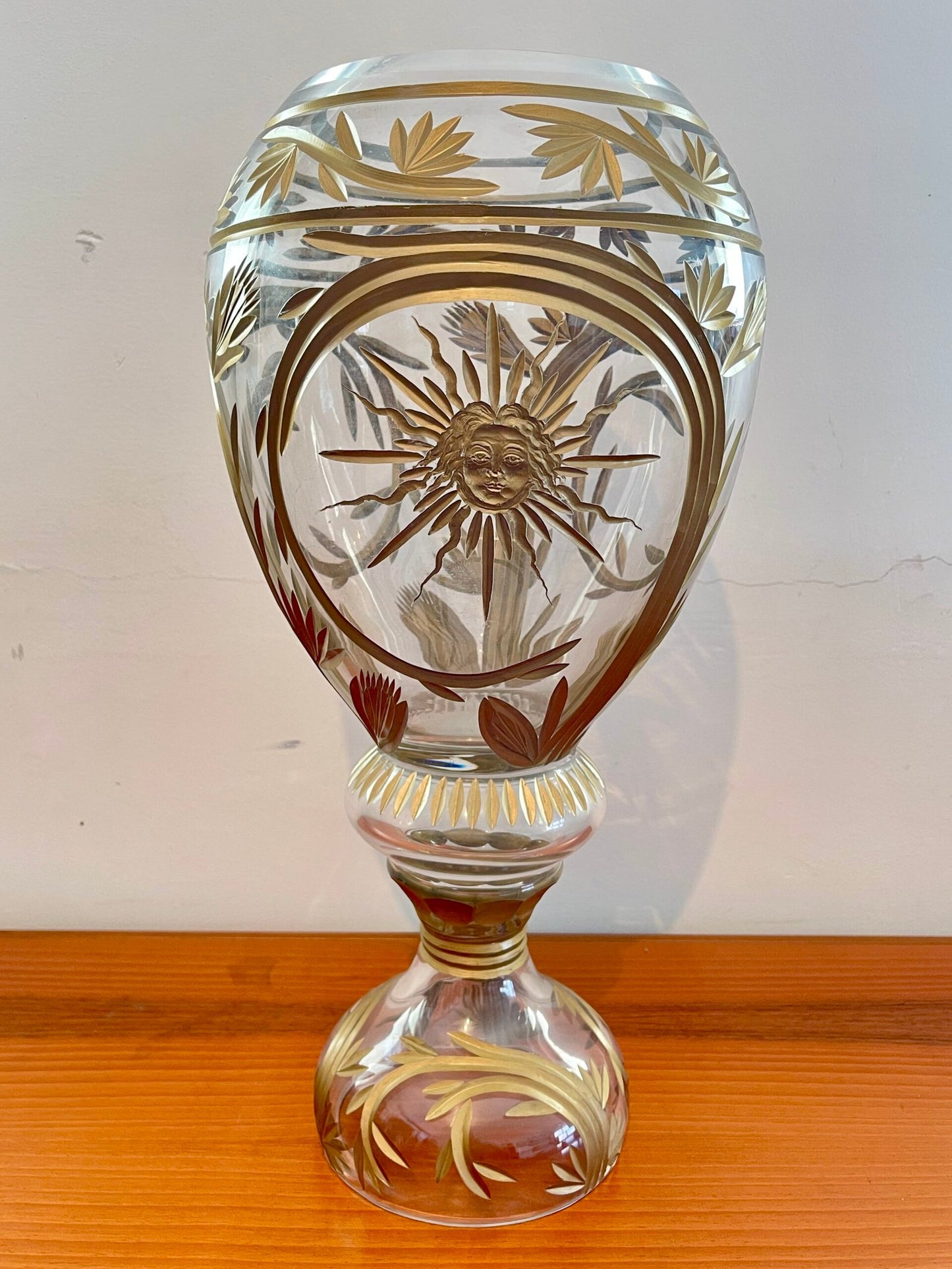 Calice decorativo in cristallo inciso con decori dorati – Motivo Solare