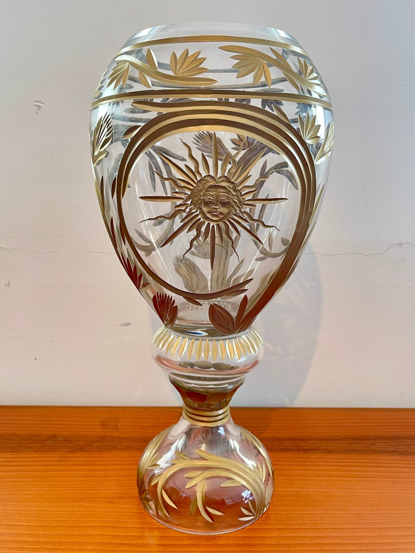 Calice decorativo in cristallo inciso con decori dorati – Motivo Solare