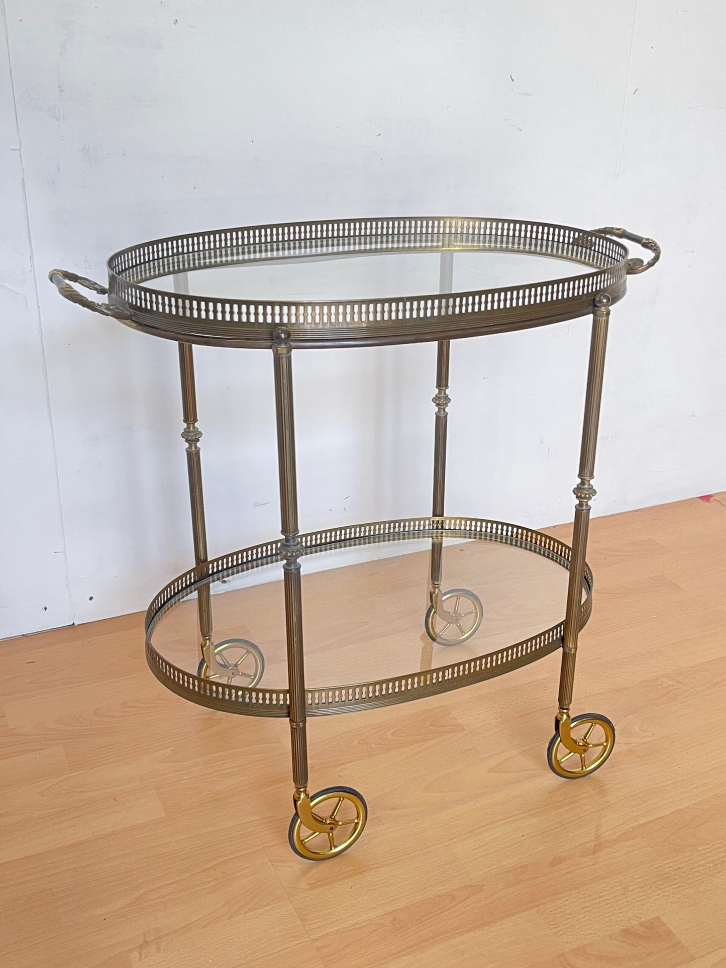 Carrello da Servizio vintage in Ottone e Vetro - Stile Neoclassico Anni '50