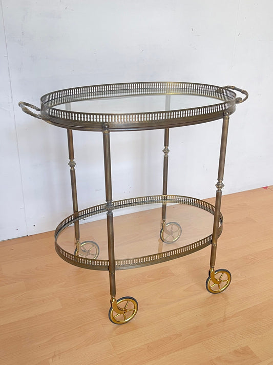 Carrello da Servizio vintage in Ottone e Vetro - Stile Neoclassico Anni '50