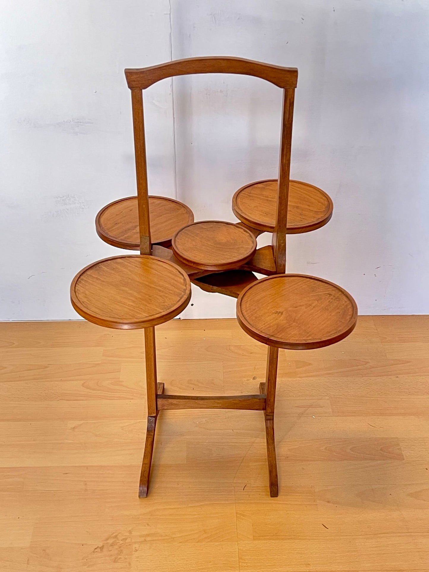 "Fiore di Legno – Portavaso o Tavolino a Petali Girevoli Vintage" 1970