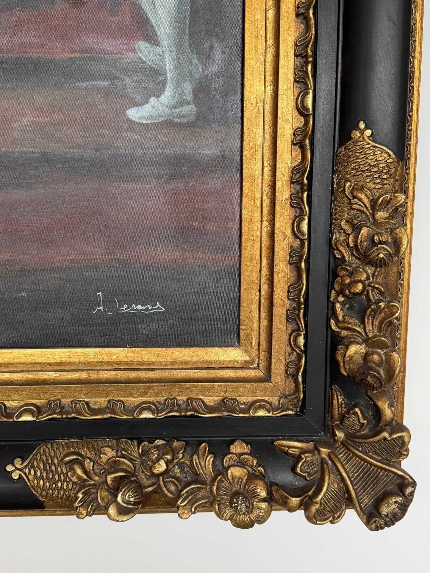 Grande Dipinto Ad Olio "Scena di Corte"