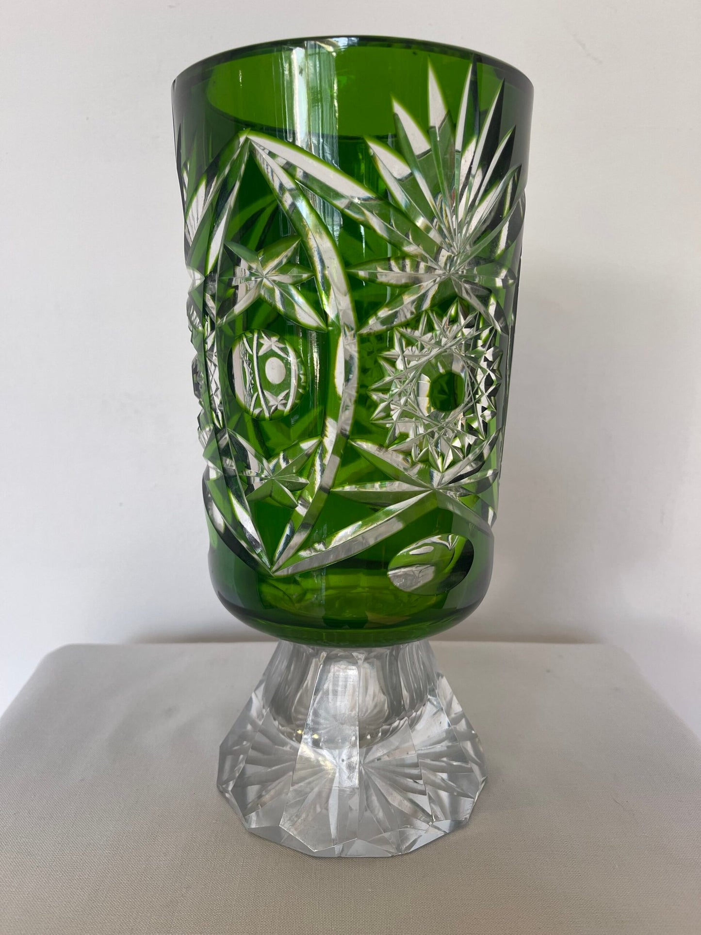 Vaso in Cristallo Verde Tagliato