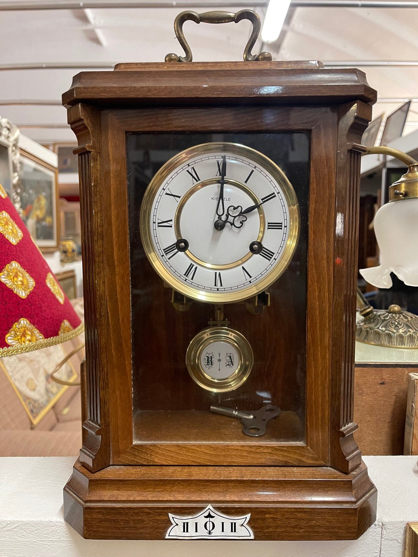 Classico Orologio a Pendolo da Tavolo in Legno e Ottone