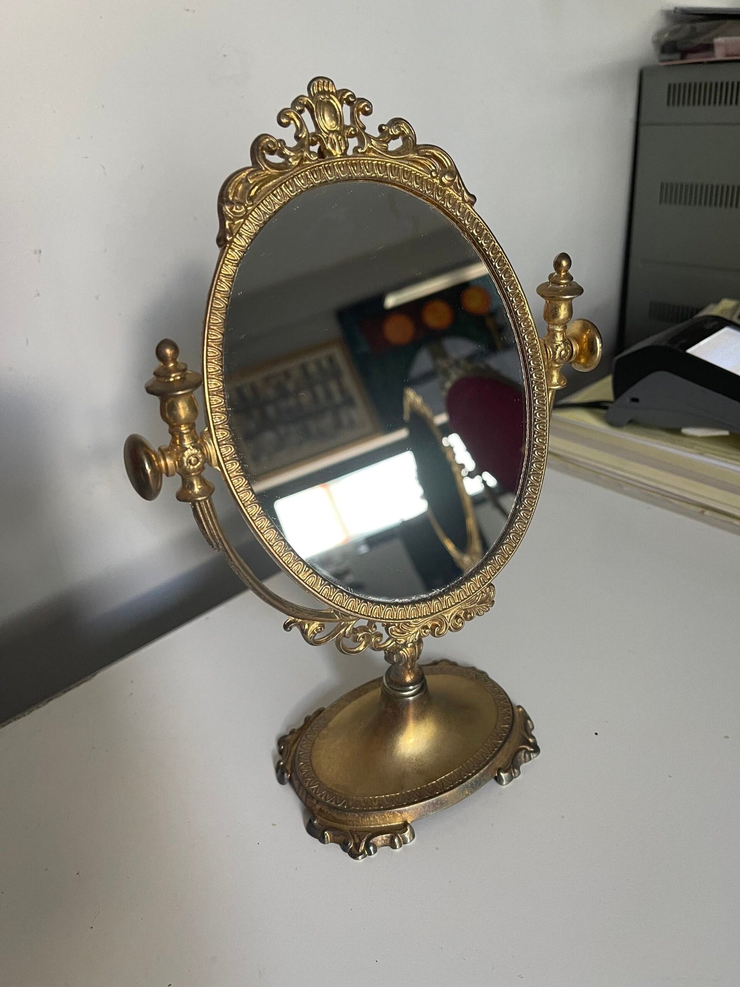 Specchio da tavolo ovale in stile Liberty / Neoclassico