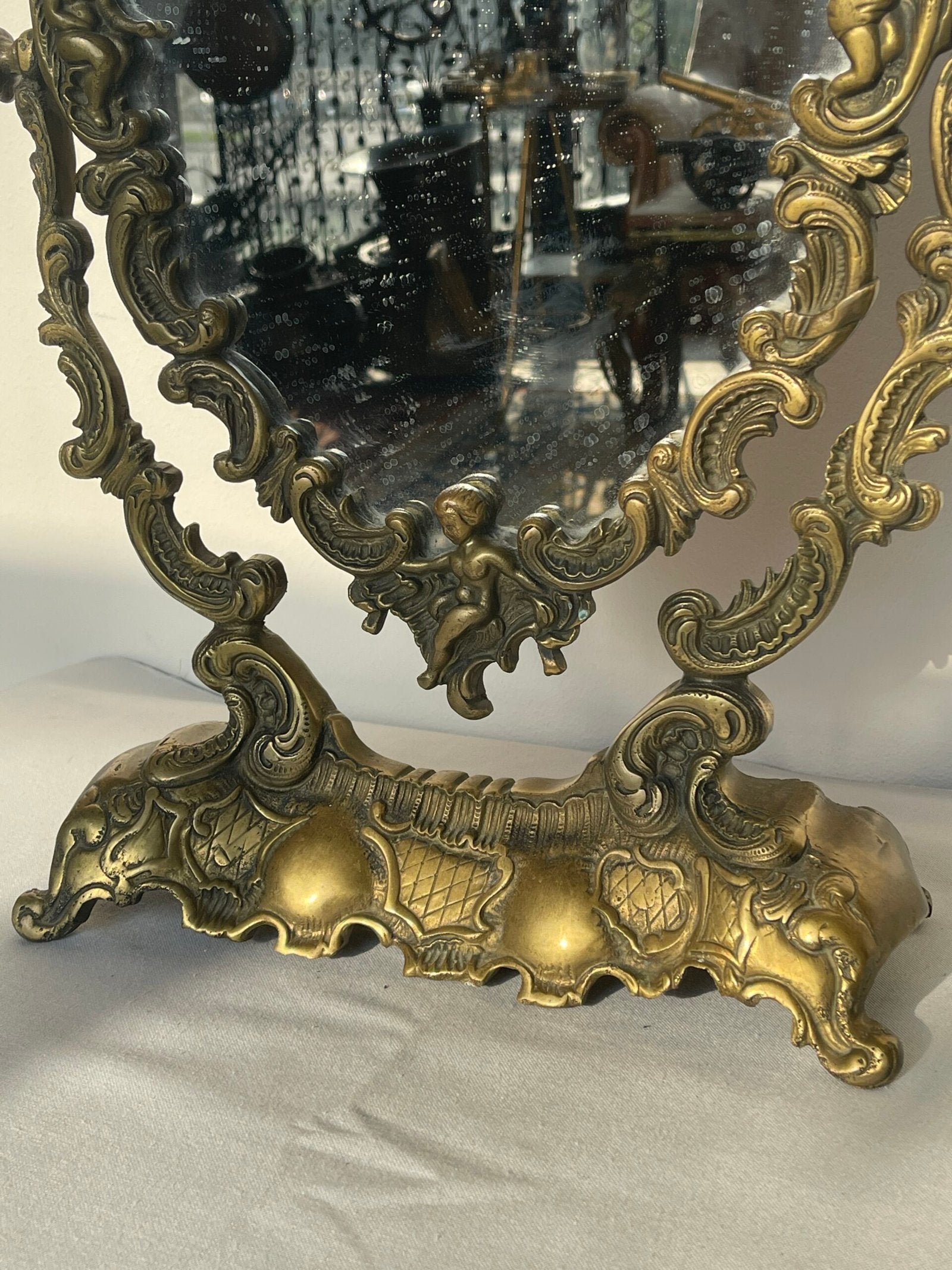 Specchio da Tavolo Rococò in Bronzo