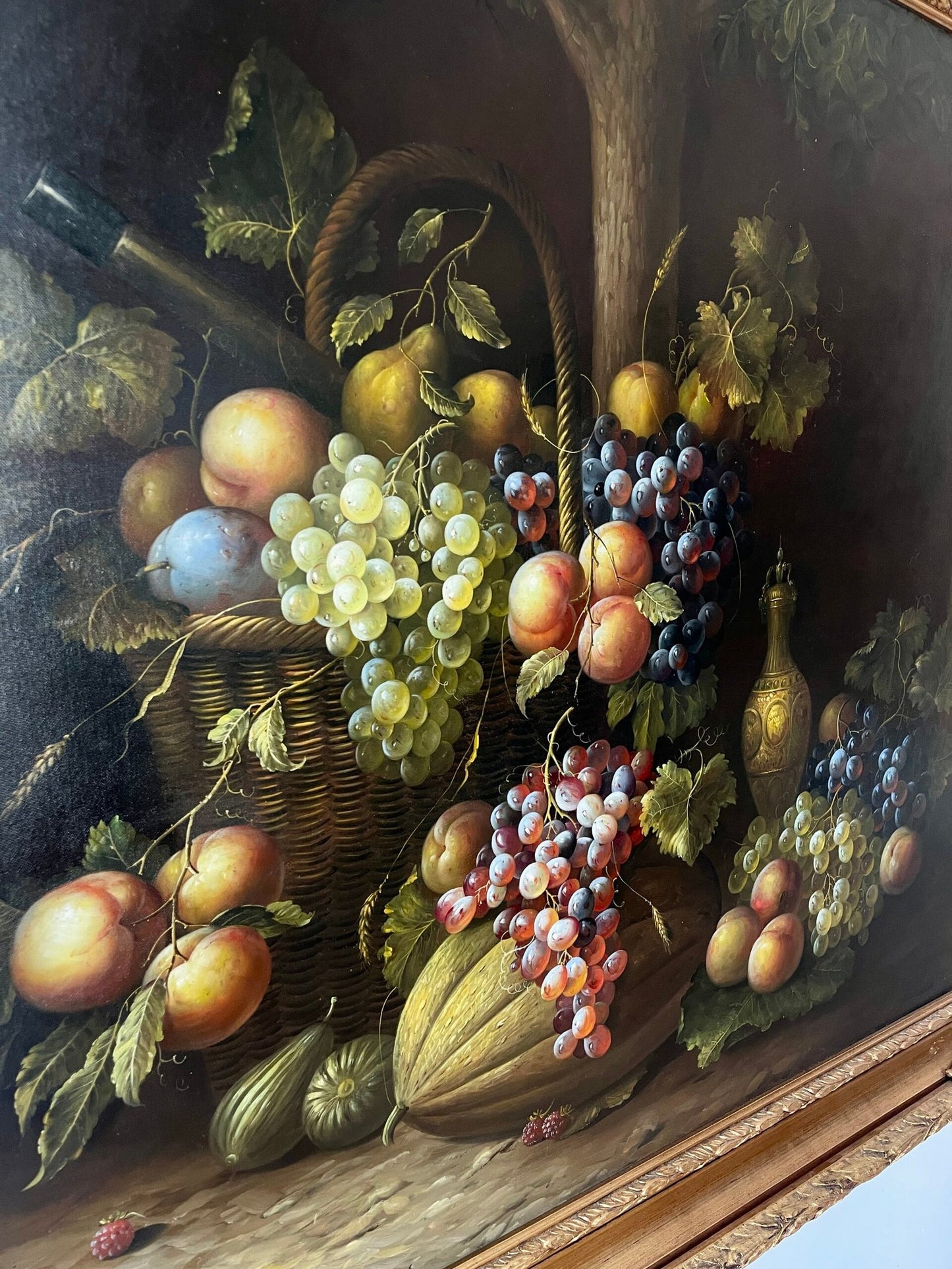 "Natura Morta con Frutta e Bottiglia" – Dipinto firmato A. Marinelli