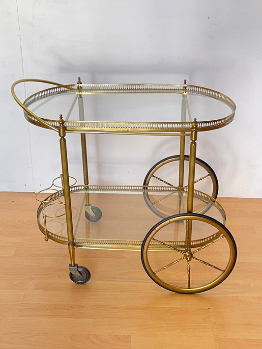 Carrello Bar vintage in Ottone e Vetro, anni 60 «Eleganza Dorata»