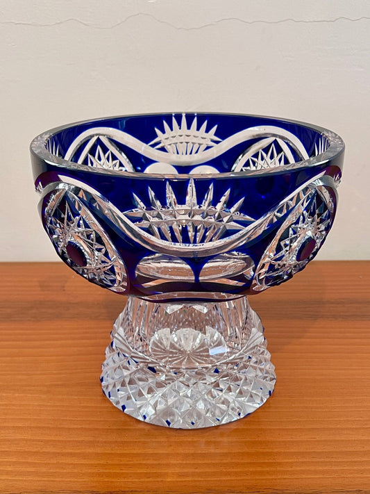 Elegante Coppa in Cristallo Blu e Trasparente – Artigianato di Lusso