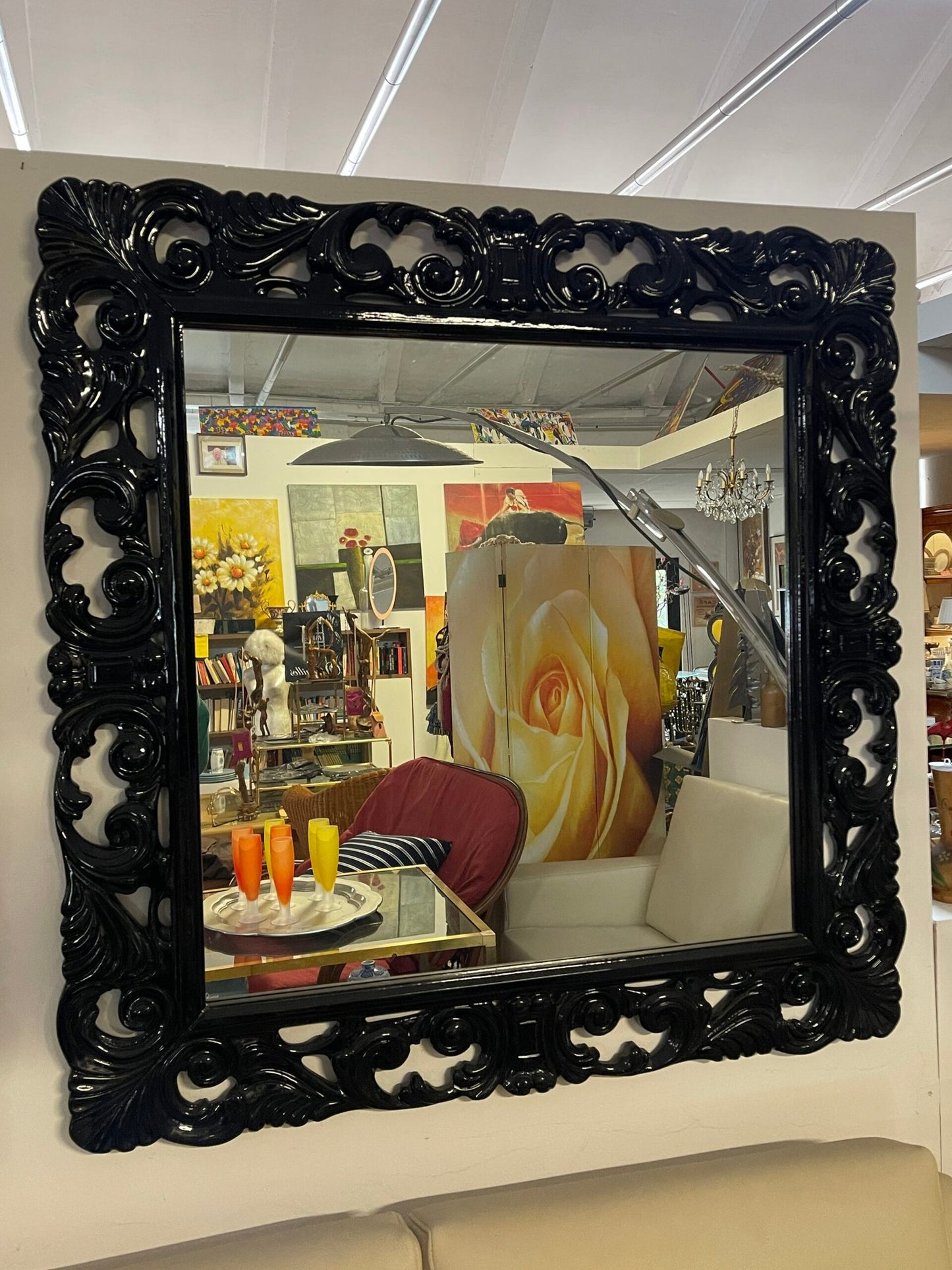Specchio con Cornice Barocca Nera Lucida – Eleganza e Raffinatezza per Ogni Ambiente
