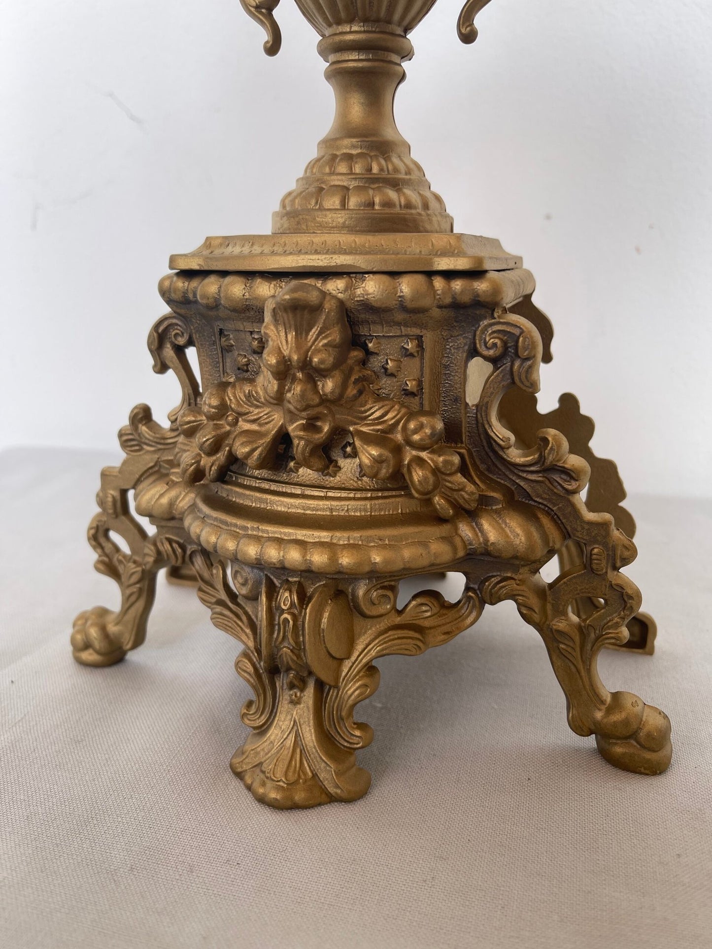 Set orologio da Caminetto con Candelabri - stile Barocco in Bronzo Dorato