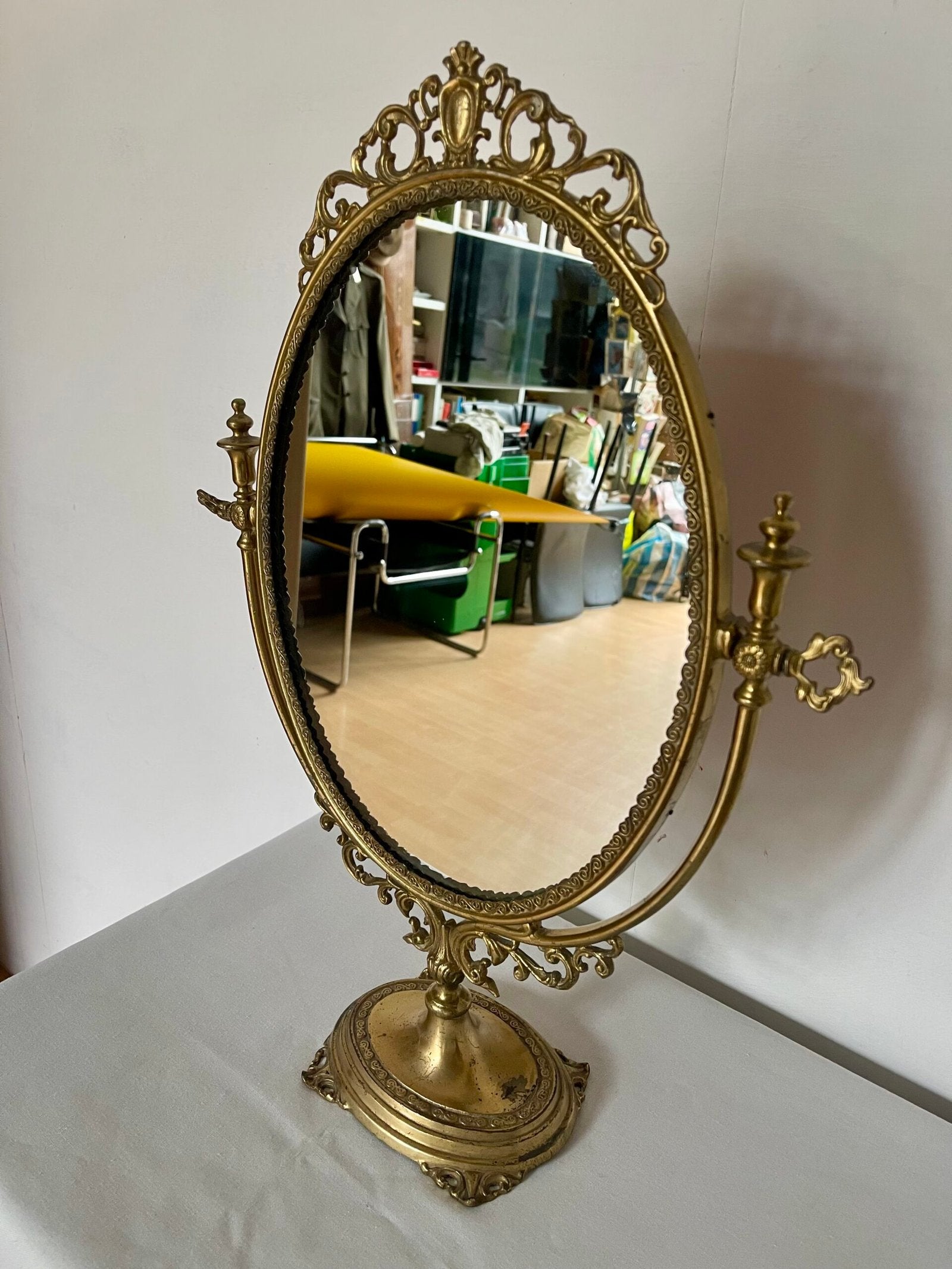 Specchiera da Tavolo in Bronzo Dorato